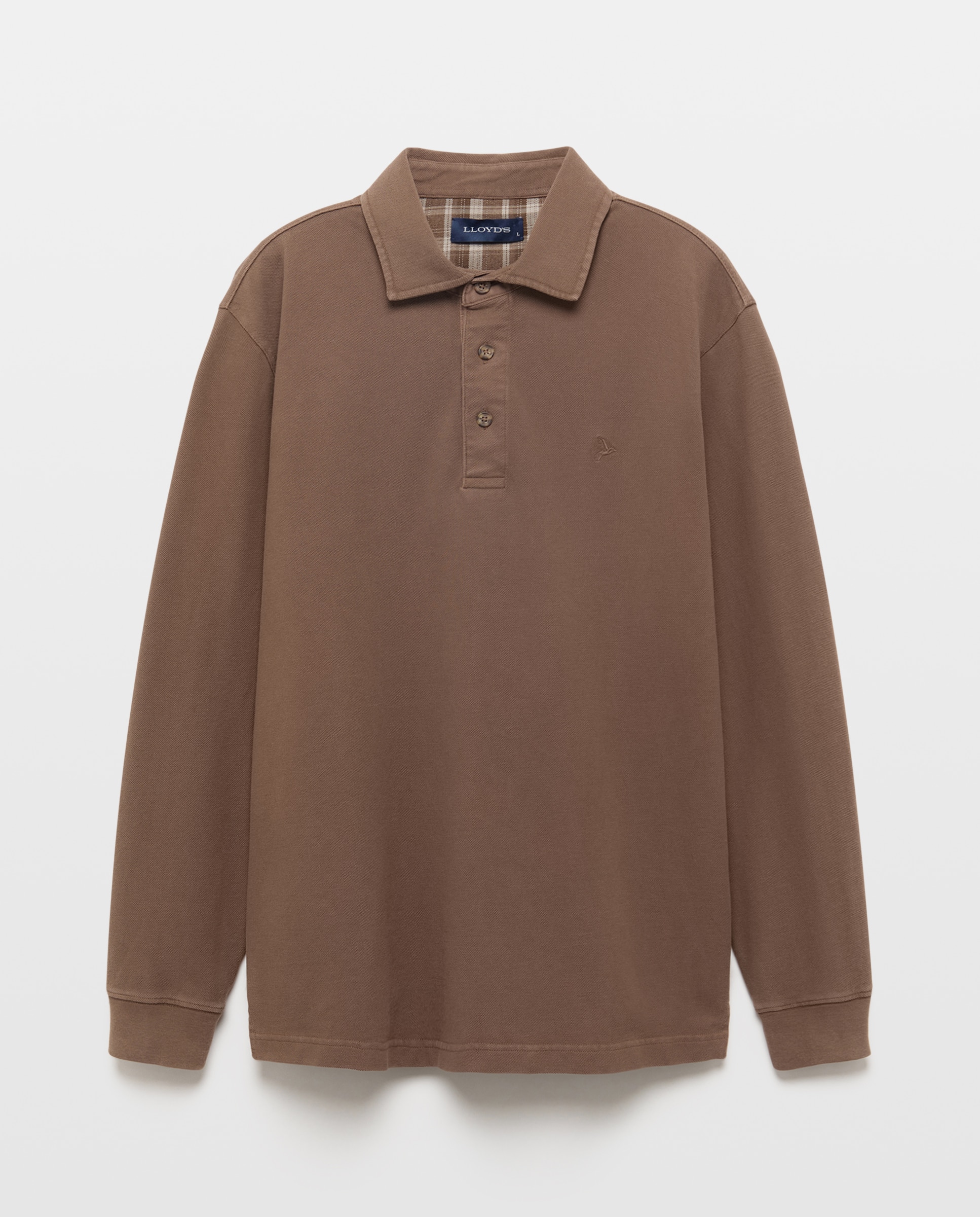 Polo de hombre de manga larga de piqué - Lloyd's - Marrón Marrón-4