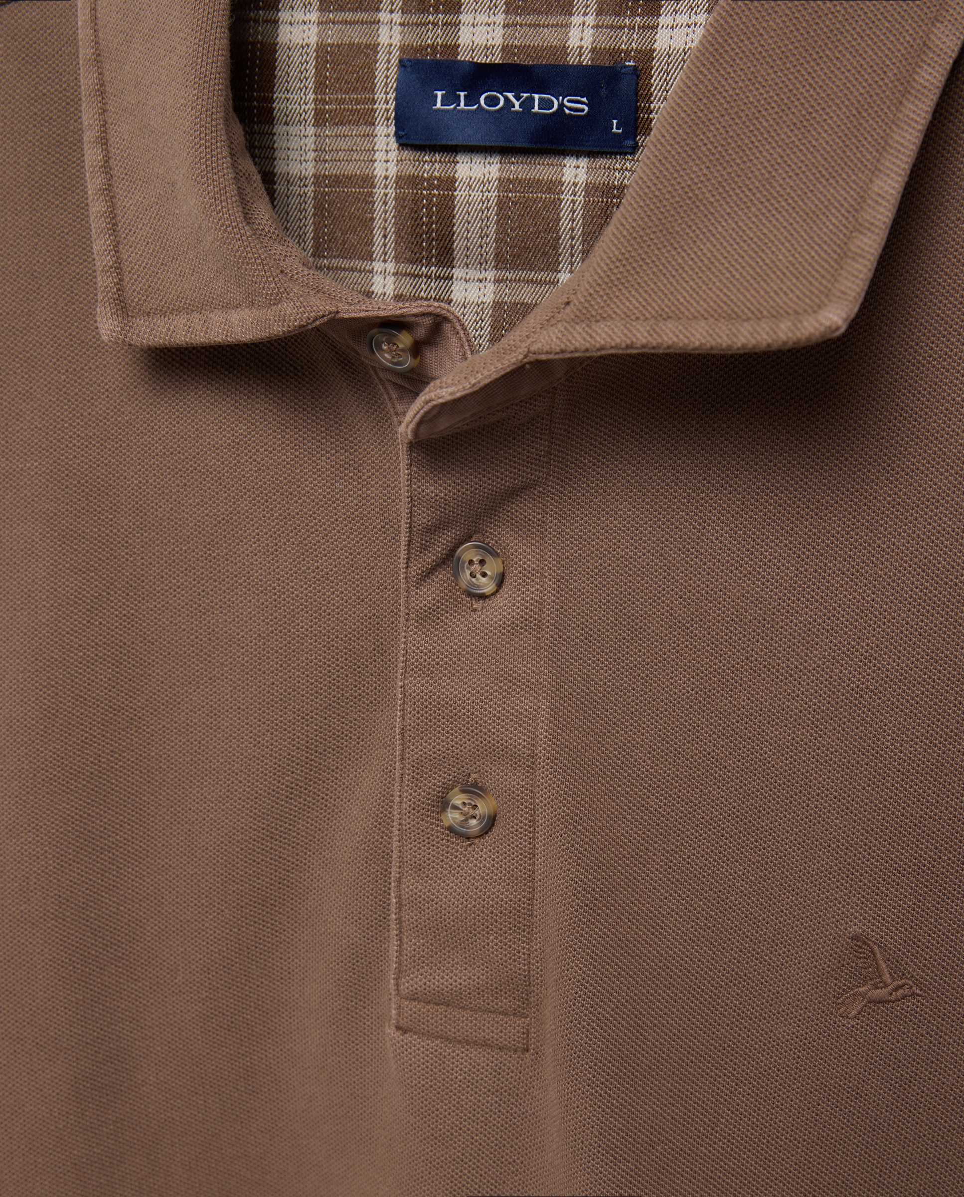 Polo de hombre de manga larga de piqué - Lloyd's - Marrón Marrón-5