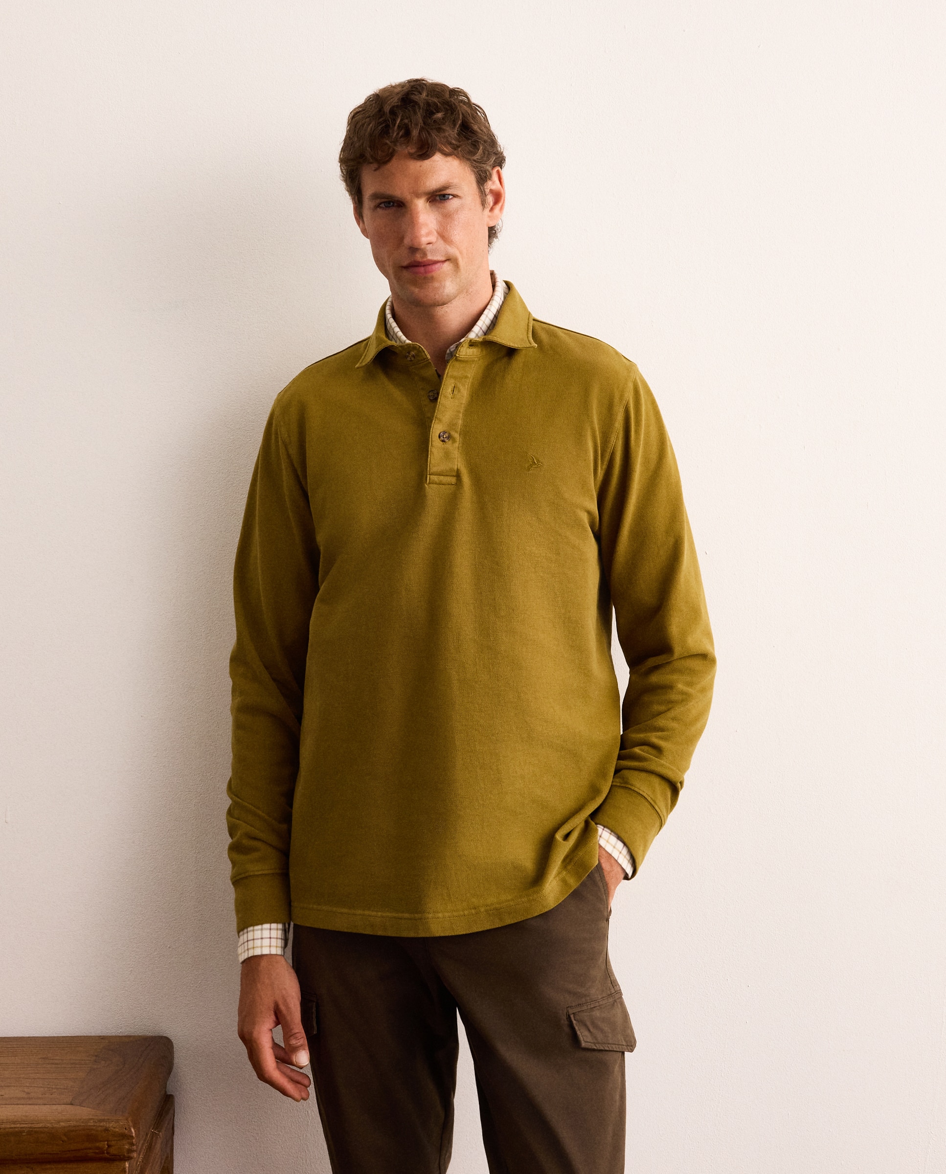 Polo de hombre de manga larga de piqué - Lloyd's - Amarillo Amarillo-1