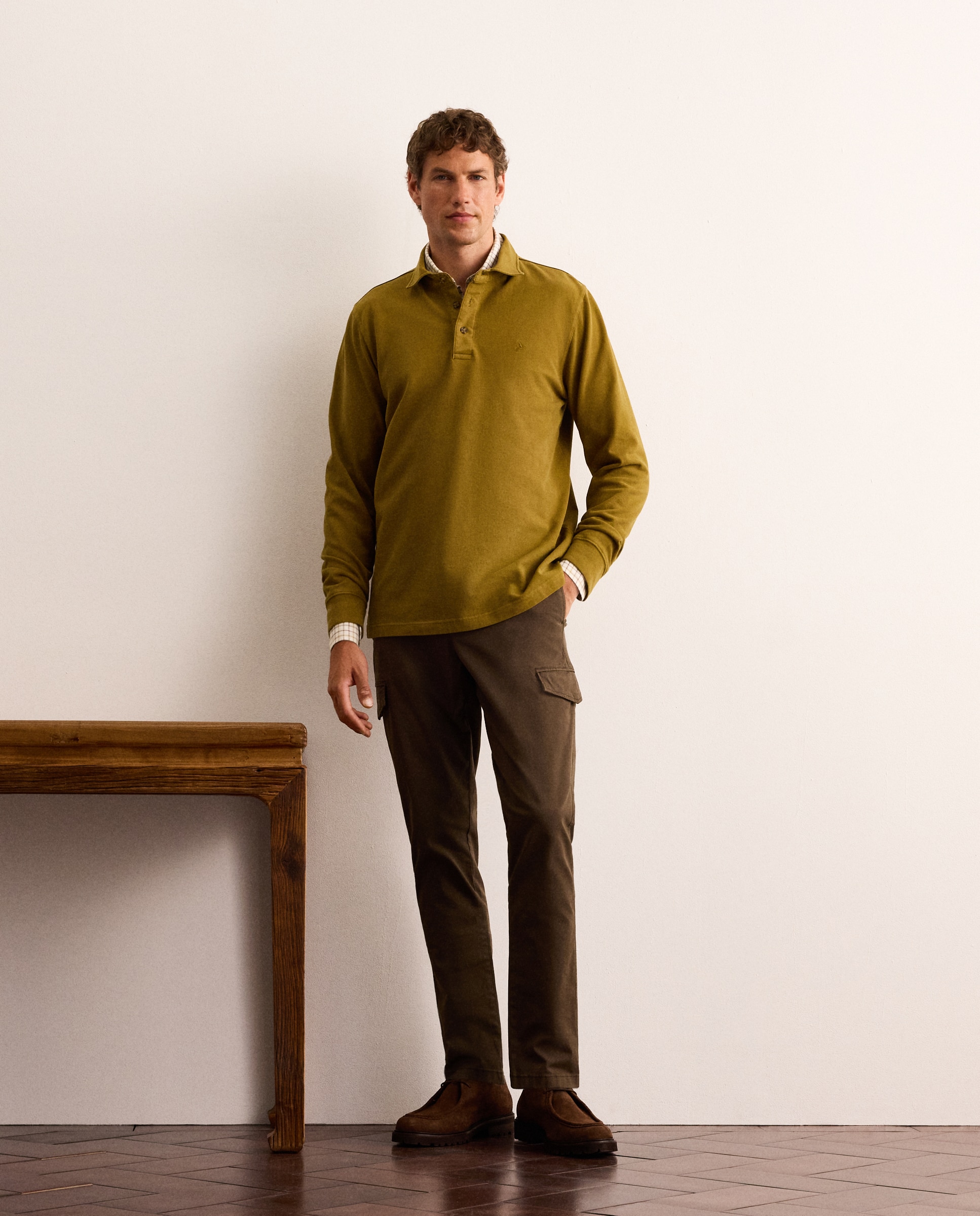 Polo de hombre de manga larga de piqué - Lloyd's - Amarillo Amarillo-2