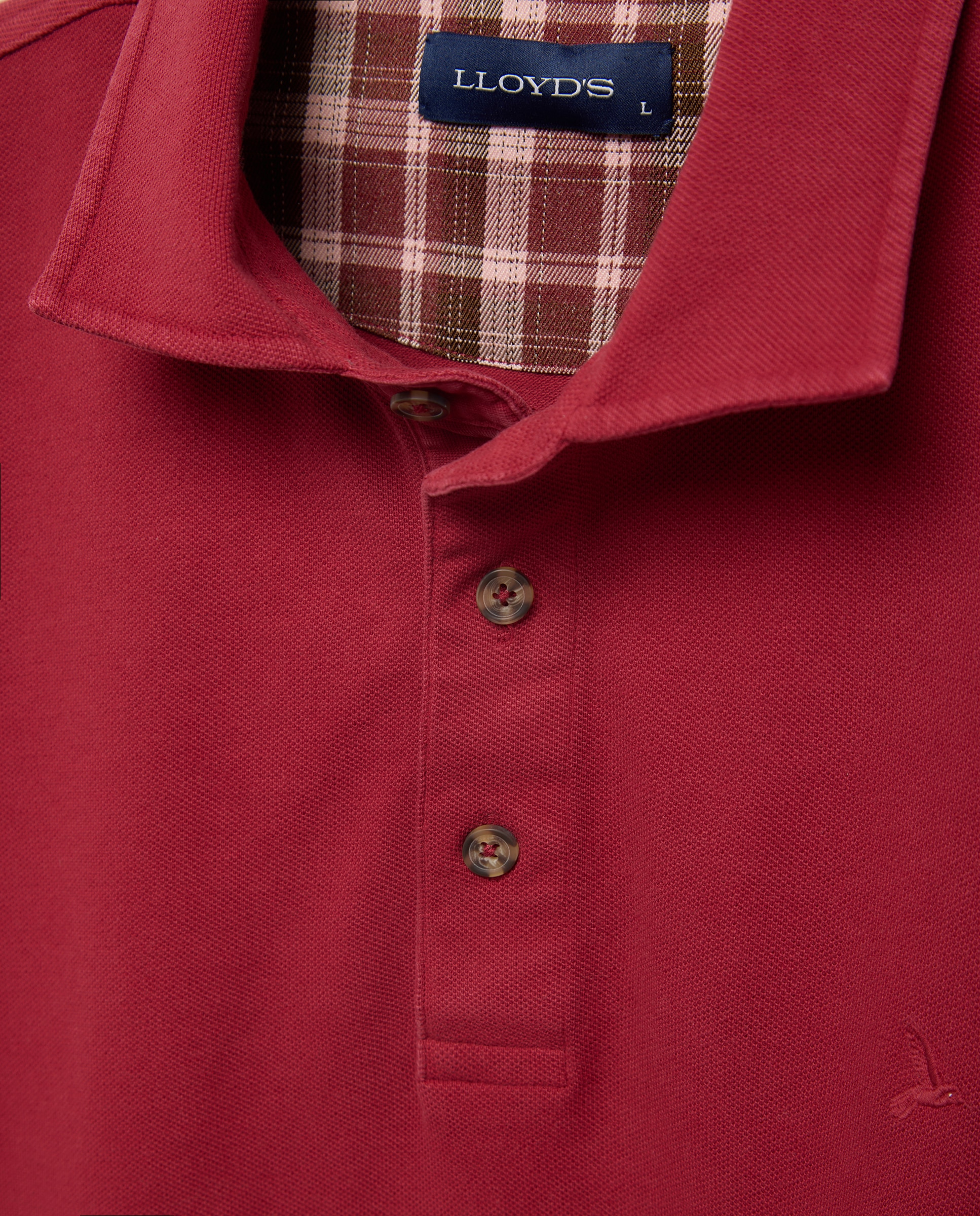 Polo de hombre de manga larga de piqué - Lloyd's - Burdeos Burdeos-5