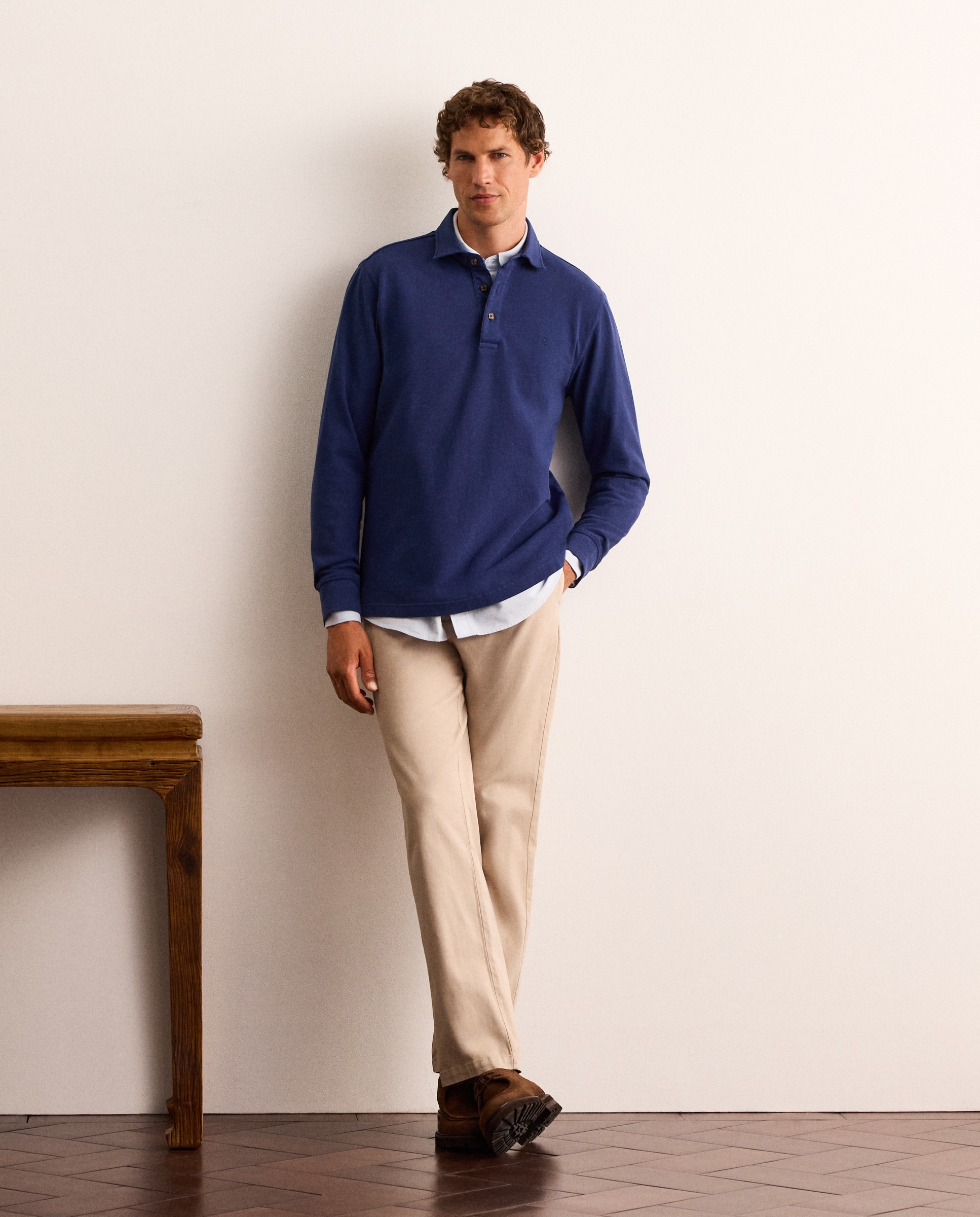 Polo de hombre de manga larga de piqué - Lloyd's - Azul marino Azul marino-2