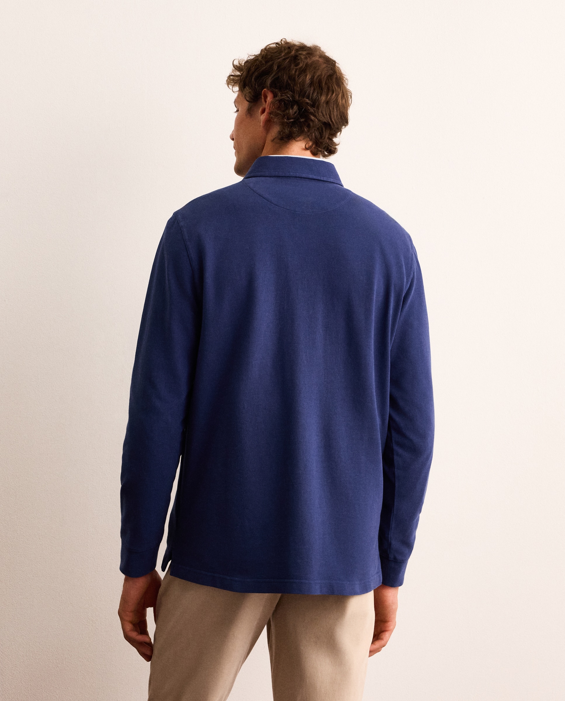 Polo de hombre de manga larga de piqué - Lloyd's - Azul marino Azul marino-3