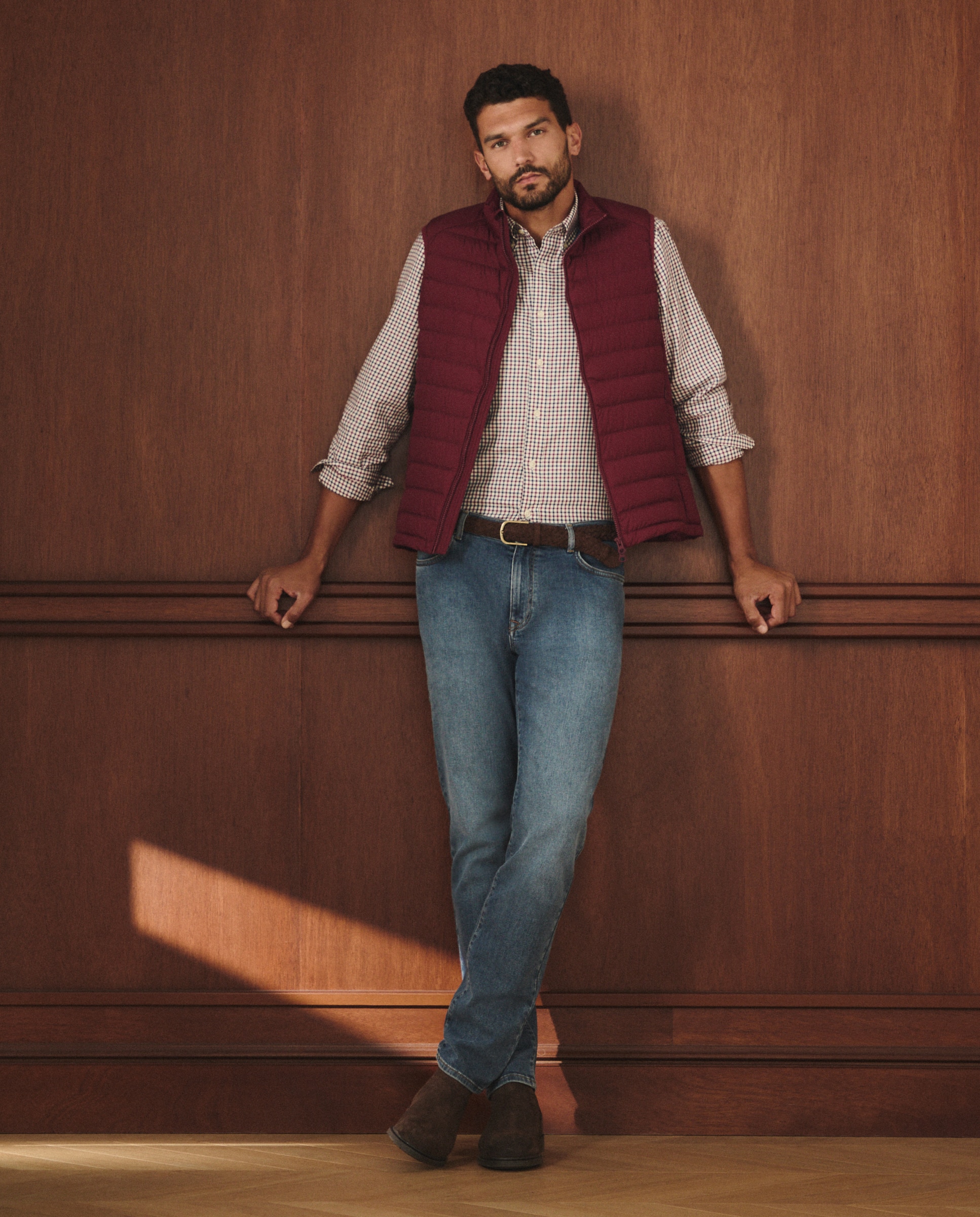 Colete Acolchoado com Penas Naturais Bordeaux-2