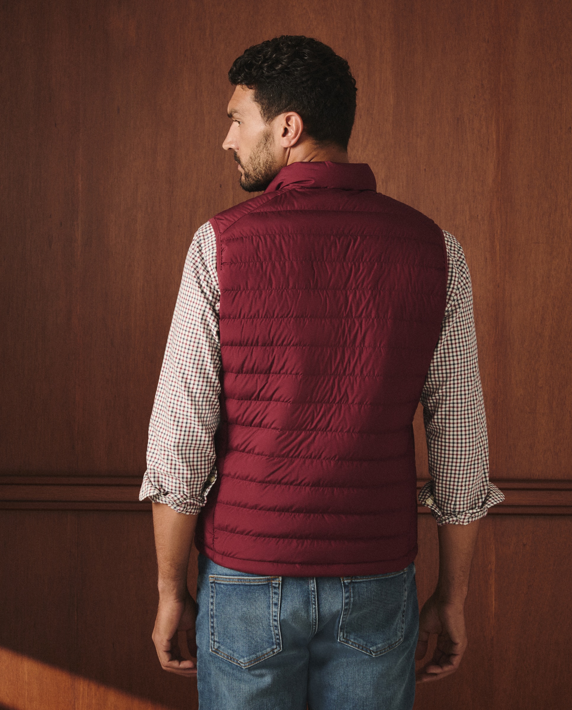 Colete Acolchoado com Penas Naturais Bordeaux-3