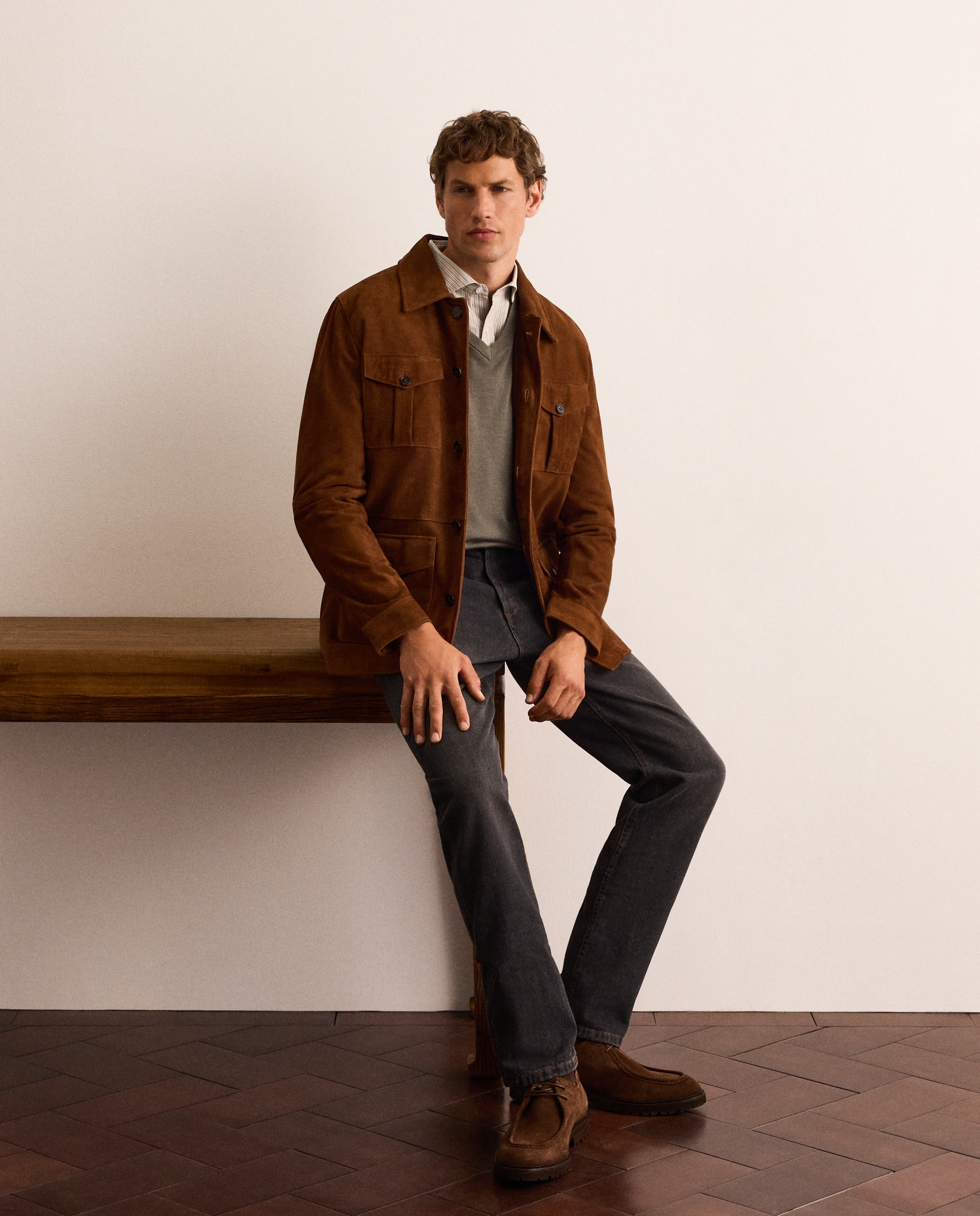 Chaqueta de hombre de ante. - Lloyd's - Marrón claro Marrón claro-2