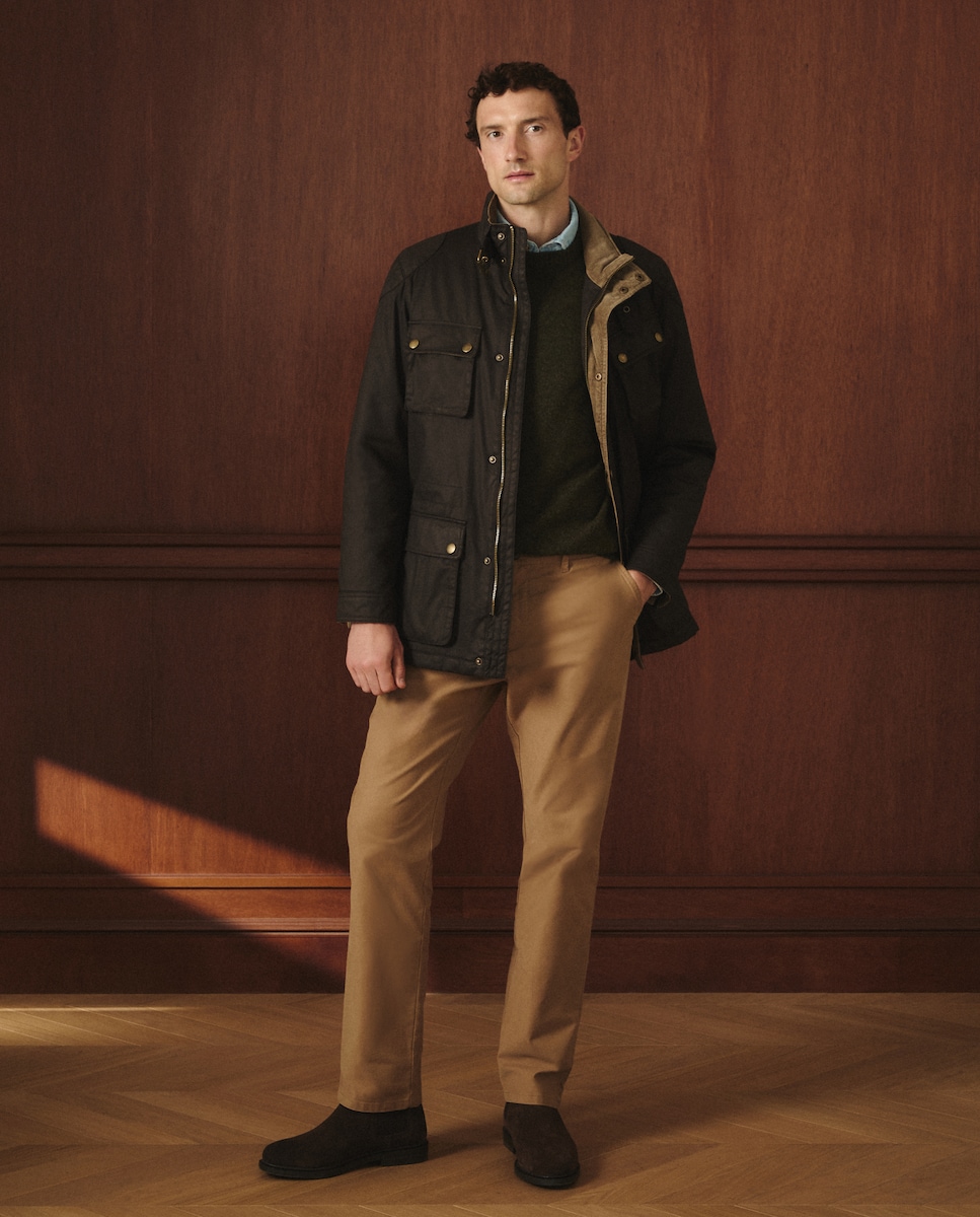 Parka Encerada Multibolsos Castanho-escuro-1