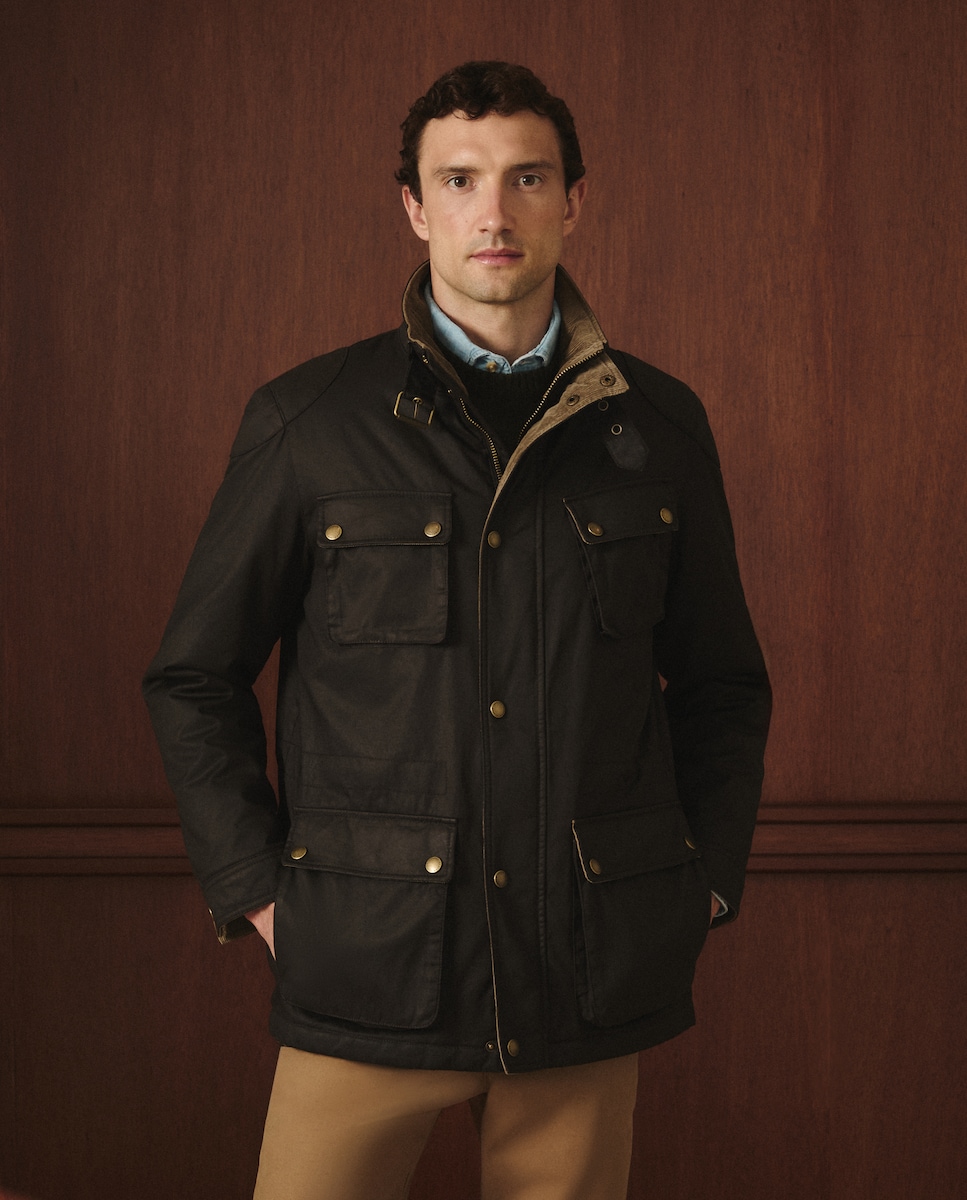 Parka Encerada Multibolsos Castanho-escuro-2