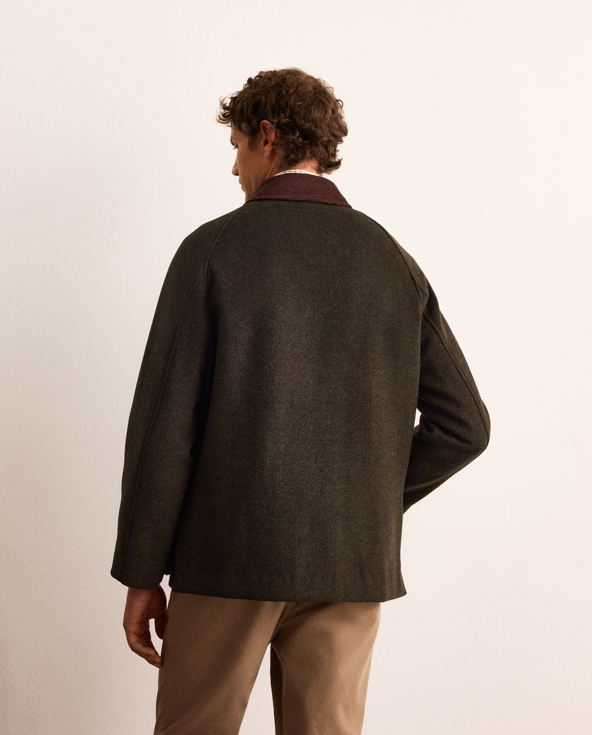 Imagen 4 de Chaquetón de paño de lana con cuello de pana hombre - Lloyd's - Verde oscuro Verde oscuro