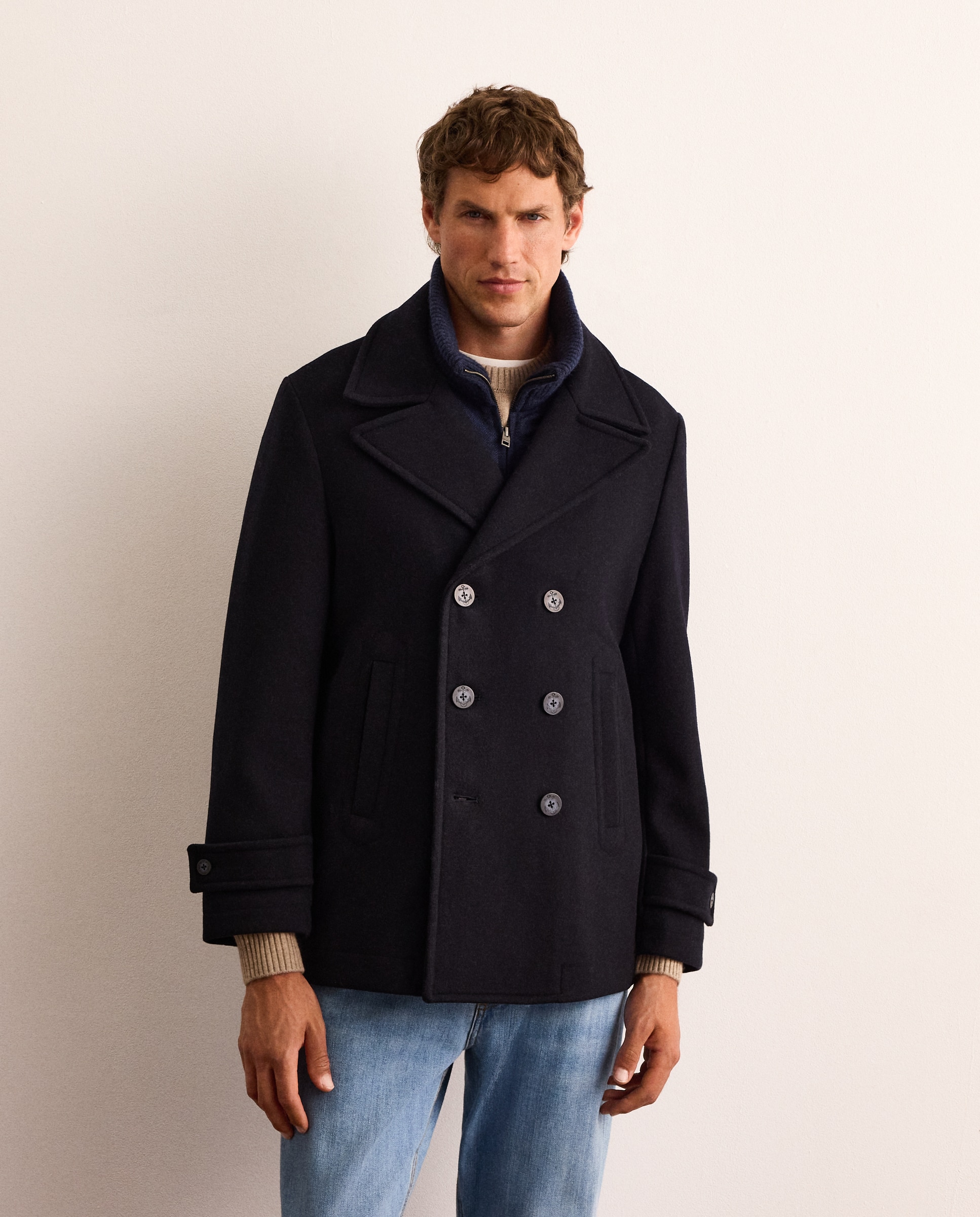 Imagen 1 de Chaquetón marinero de lana mezcla con pecherín desmontable  hombre Azul marino