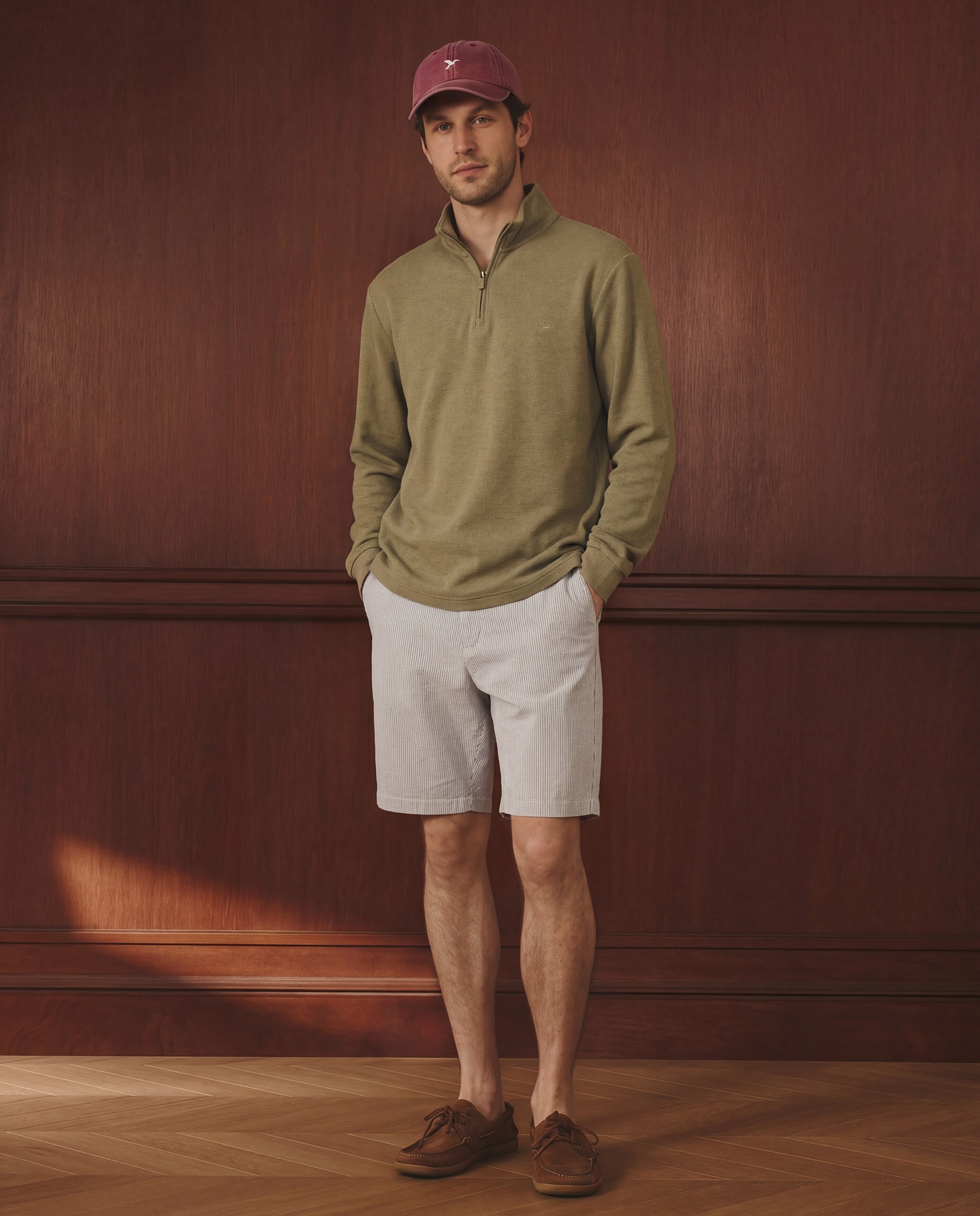 Sweatshirt com Meio Fecho de Correr Verde-2