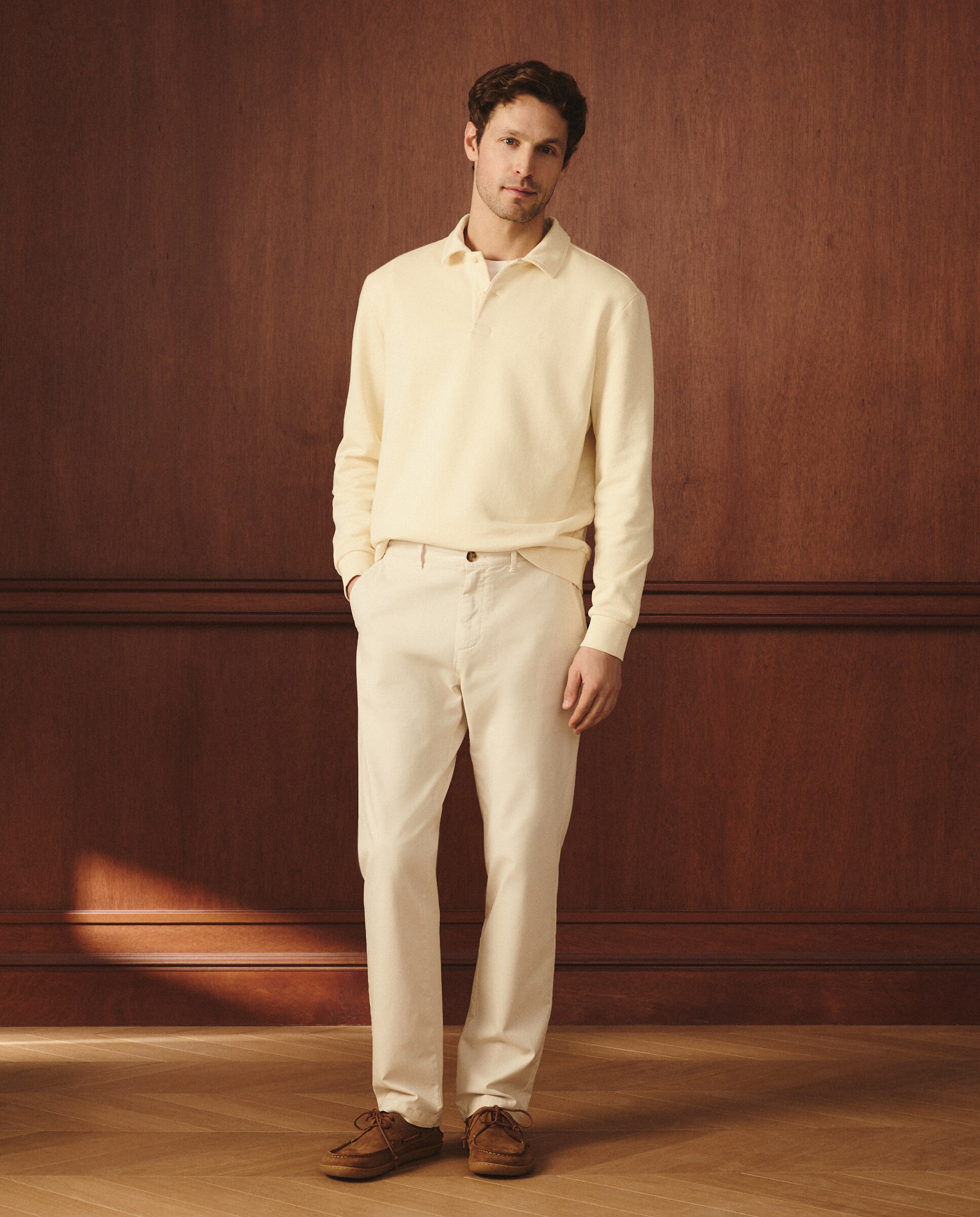 Sweatshirt com Colarinho de Polo Amarelo-3