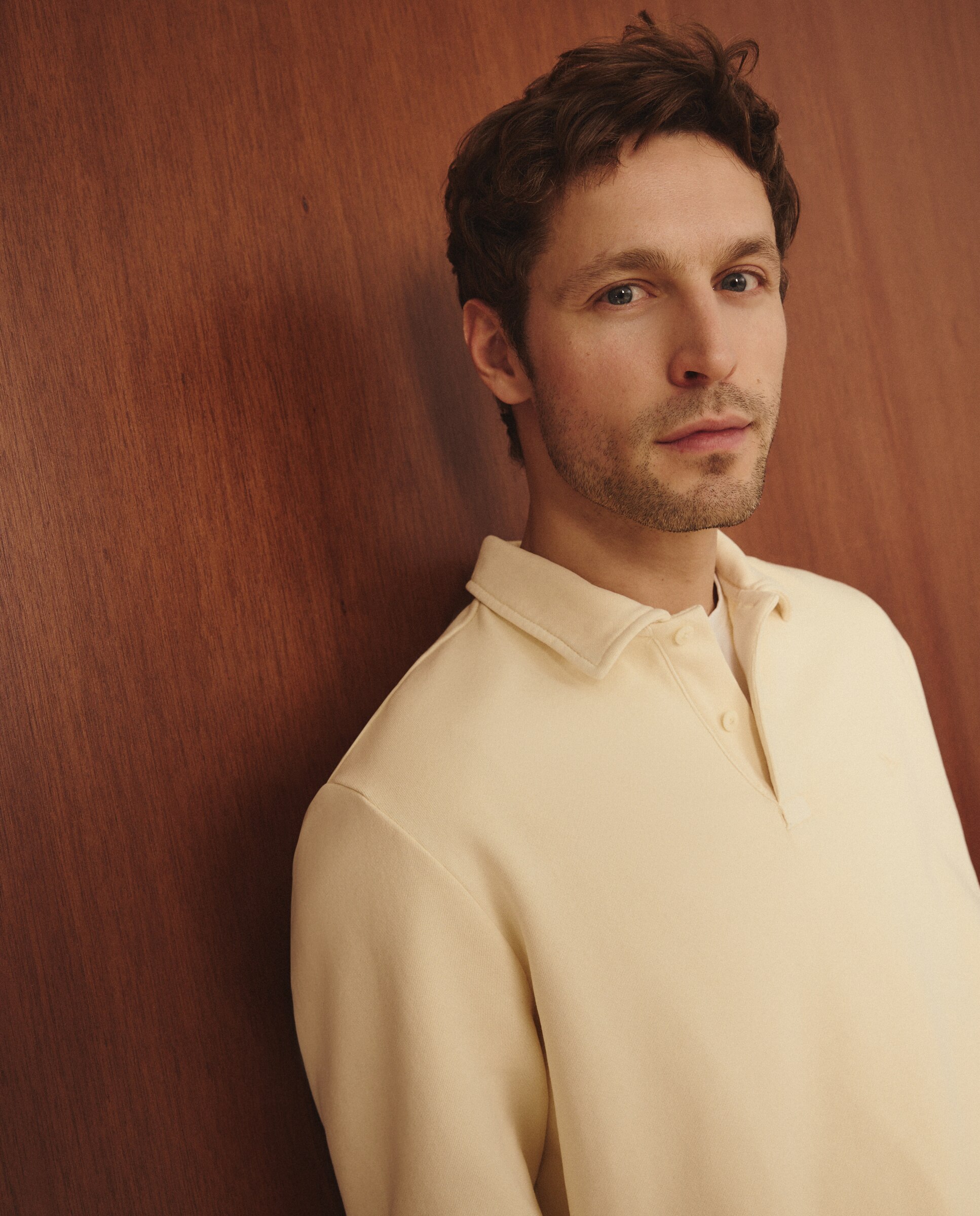 Sweatshirt com Colarinho de Polo Amarelo-4