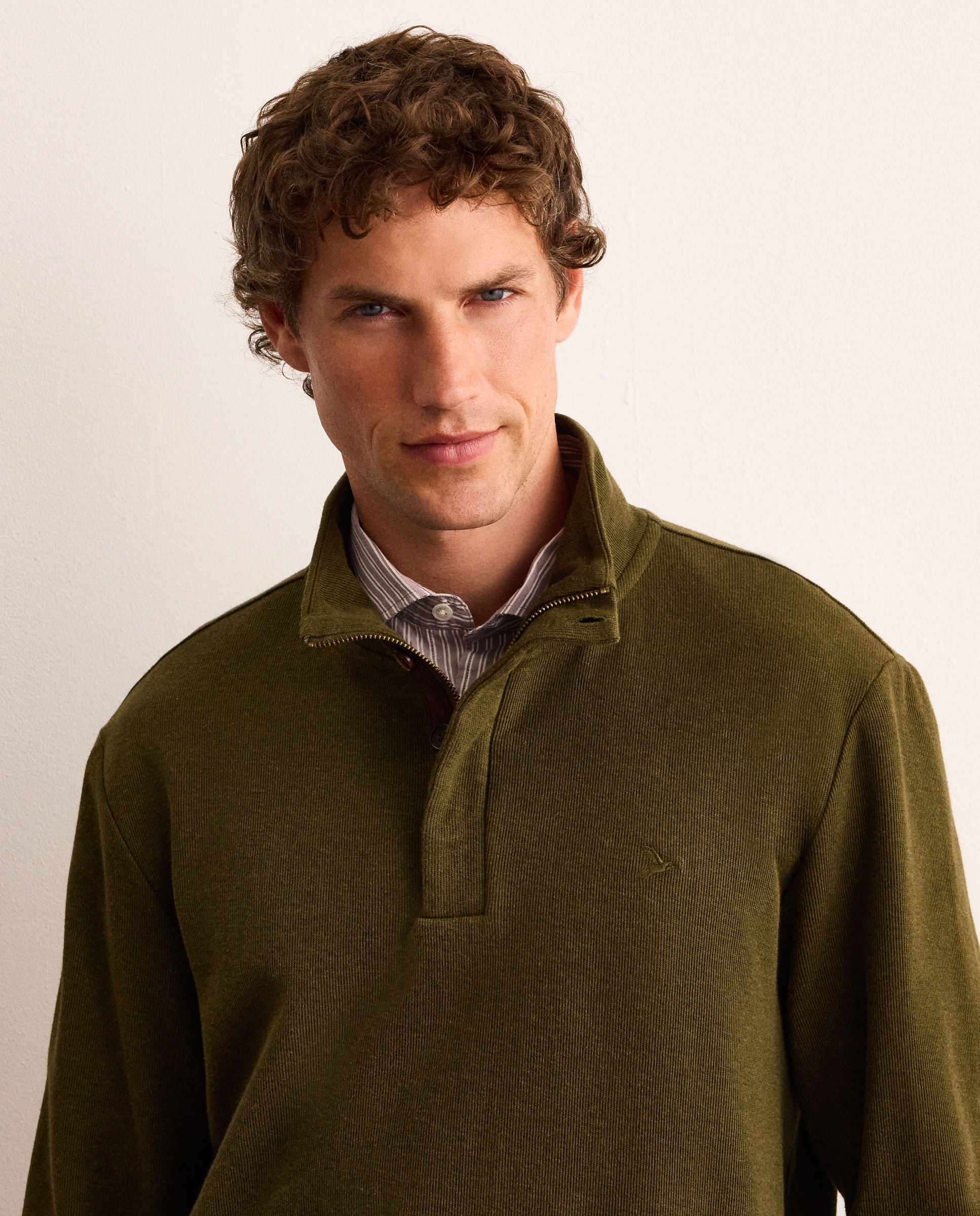 Sudadera de manga larga con botones y coderas de algodón hombre - Lloyd's - Verde oscuro Verde oscuro-2