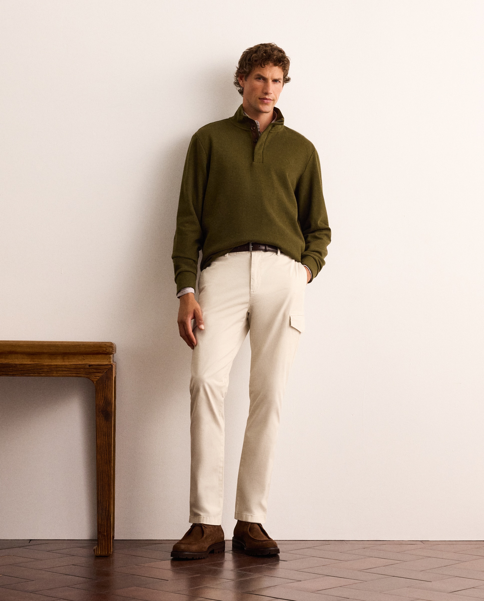 Sudadera de manga larga con botones y coderas de algodón hombre - Lloyd's - Verde oscuro Verde oscuro-3