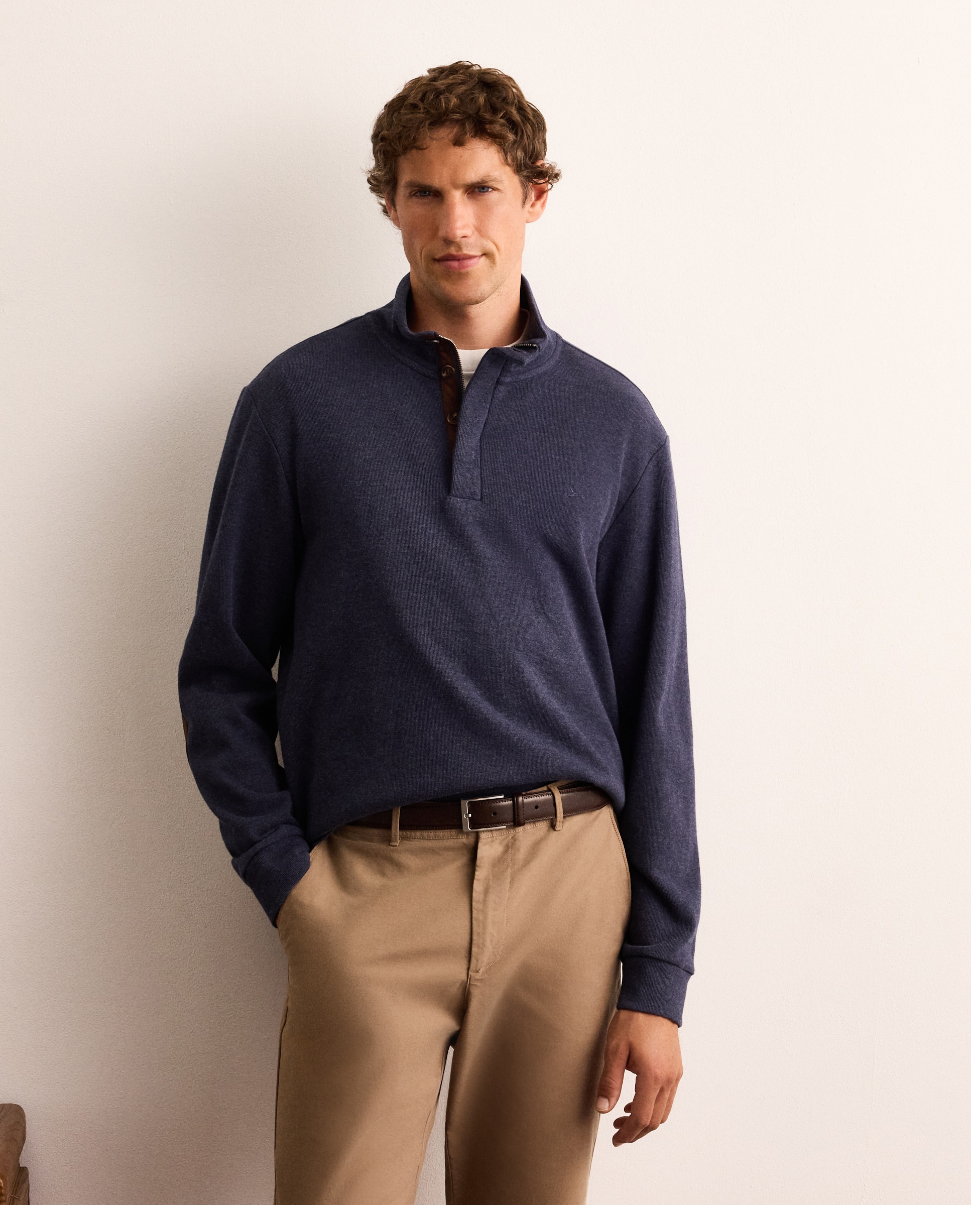 Sudadera de manga larga con botones y coderas de algodón hombre - Lloyd's - Azul marino Azul marino-2