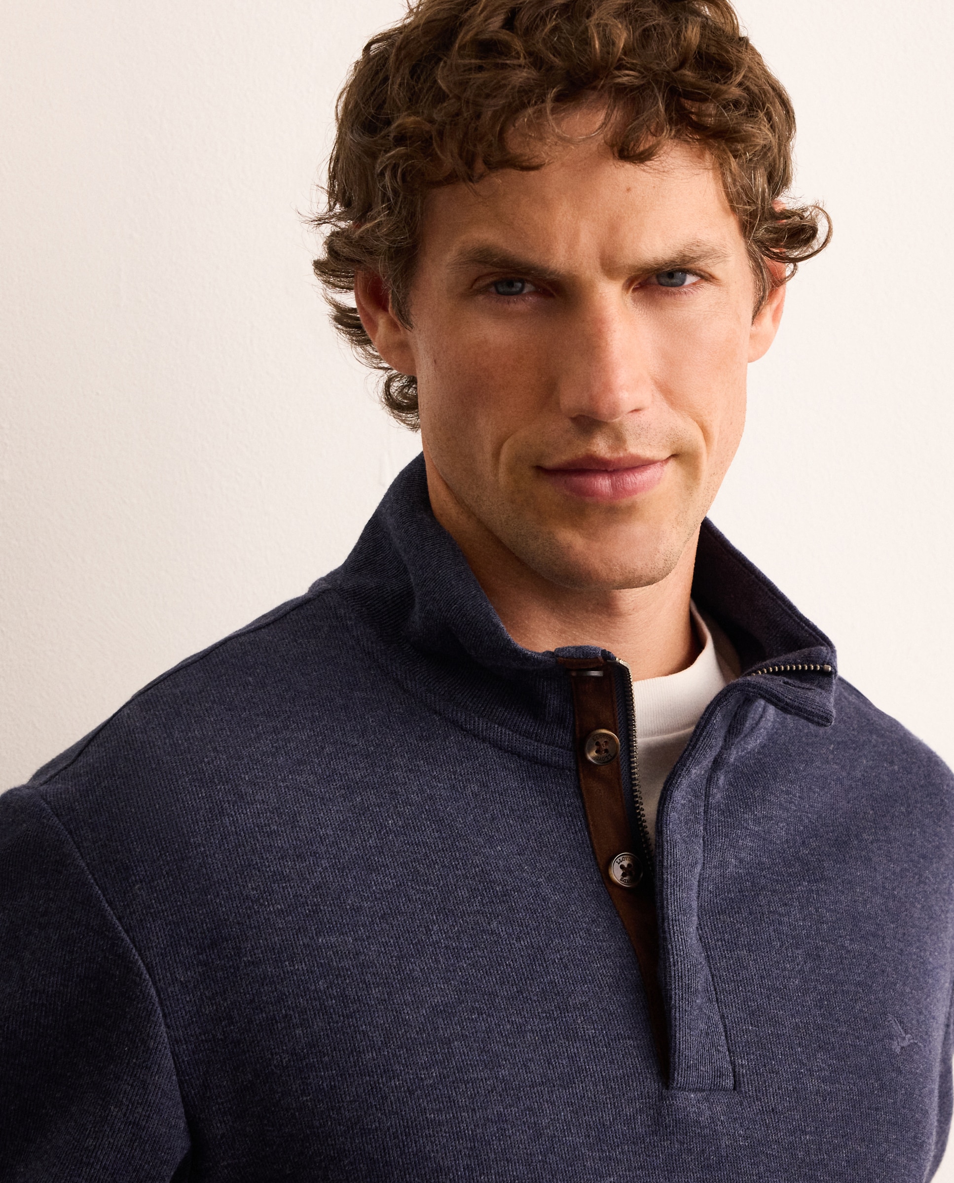 Sudadera de manga larga con botones y coderas de algodón hombre - Lloyd's - Azul marino Azul marino-3