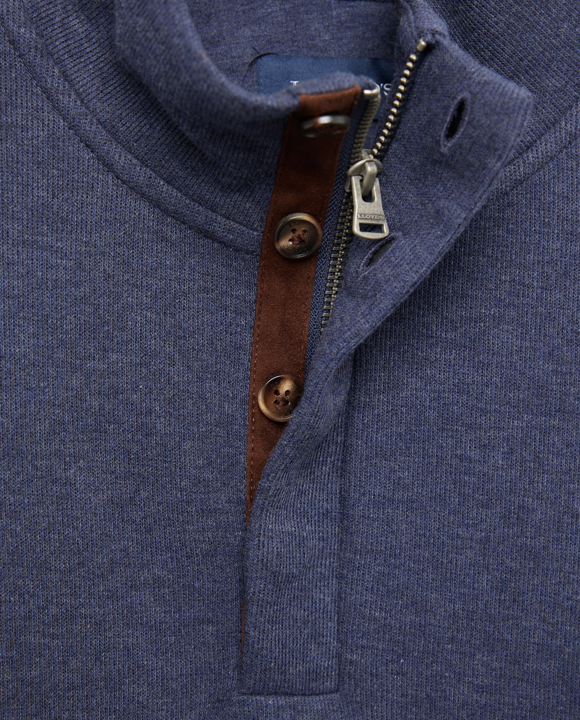 Sudadera de manga larga con botones y coderas de algodón hombre - Lloyd's - Azul marino Azul marino-6