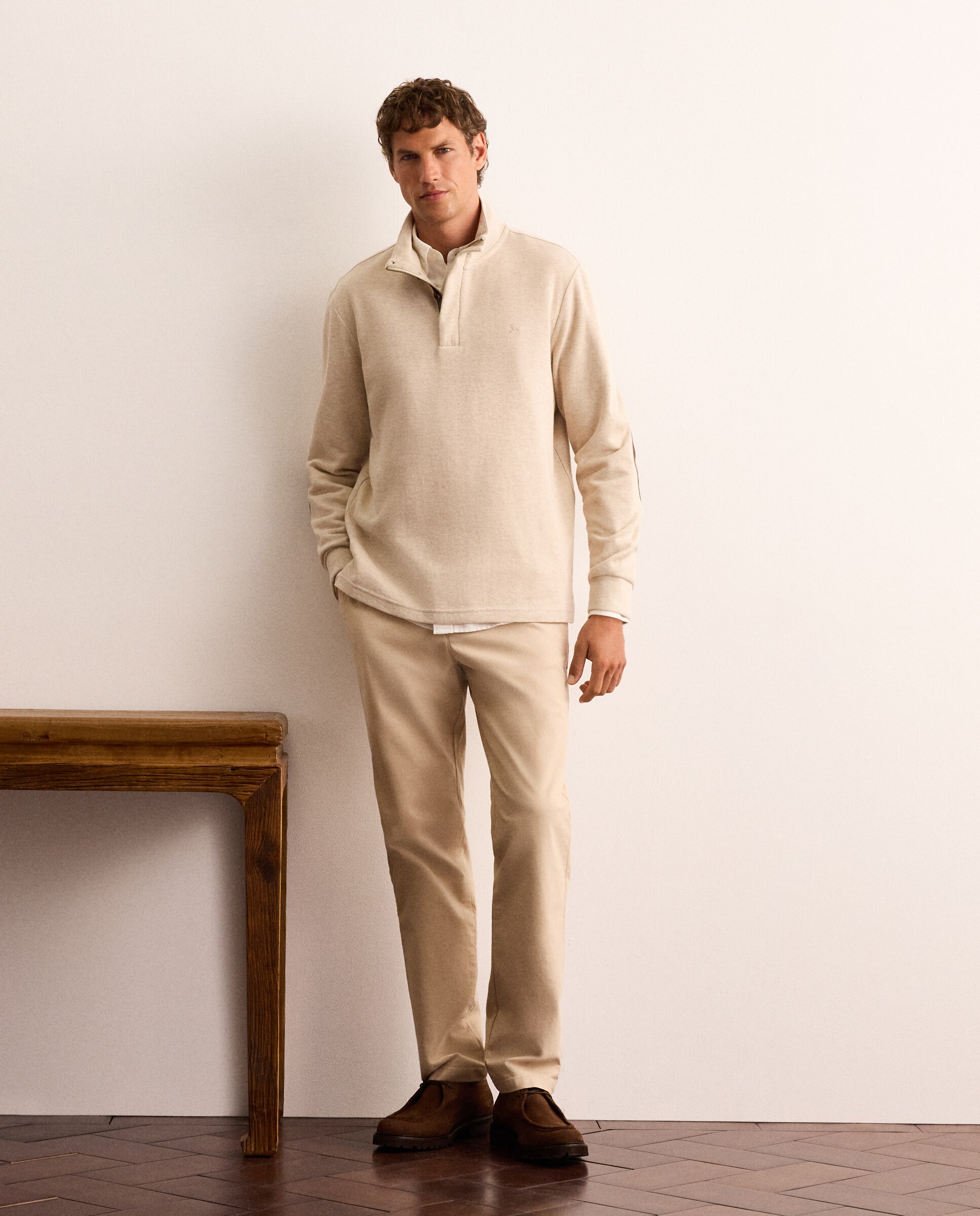 Sudadera de manga larga con botones y coderas de algodón hombre - Lloyd's - Beige Beige-2