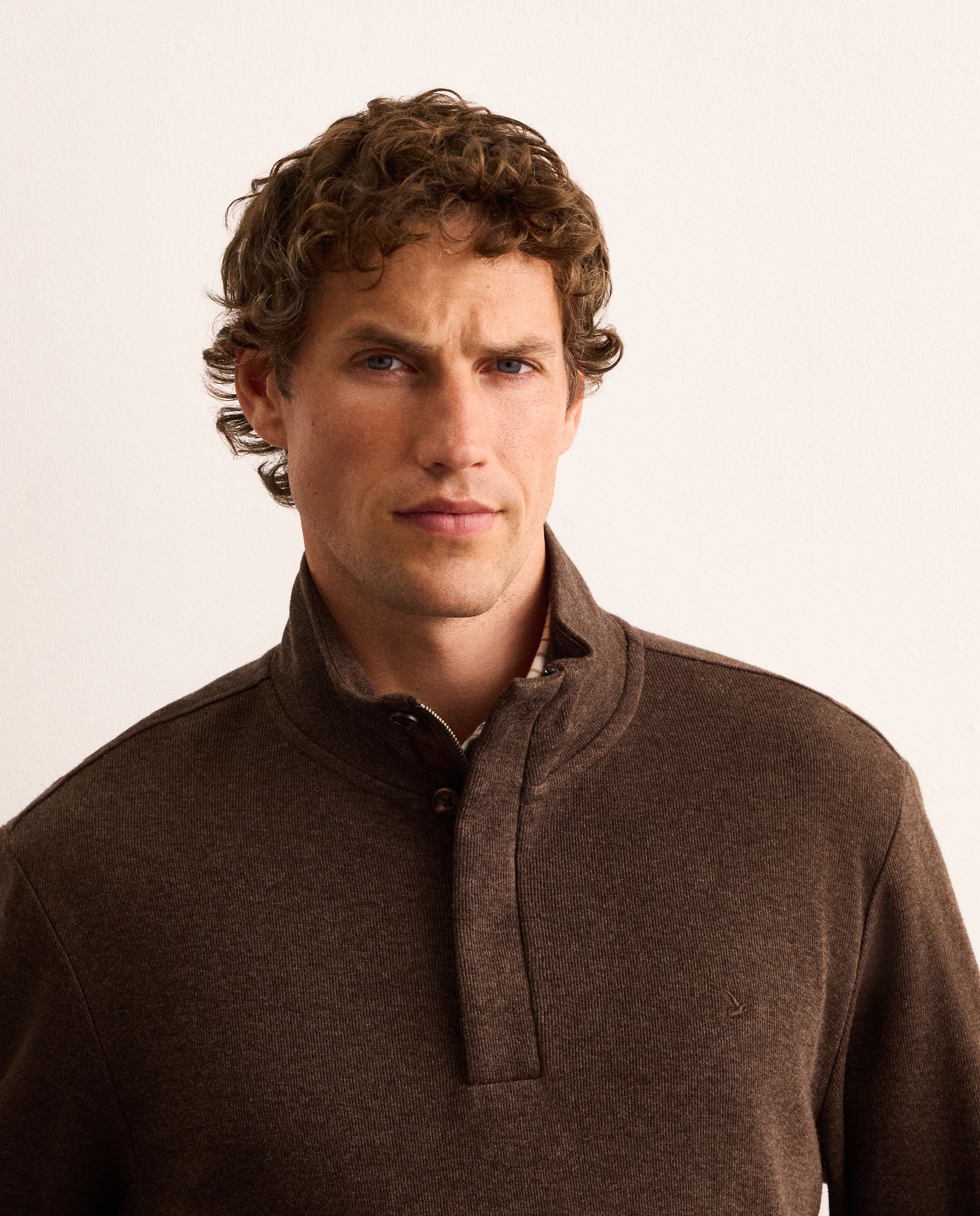 Sudadera de manga larga con botones y coderas de algodón hombre - Lloyd's - Marrón Marrón-2