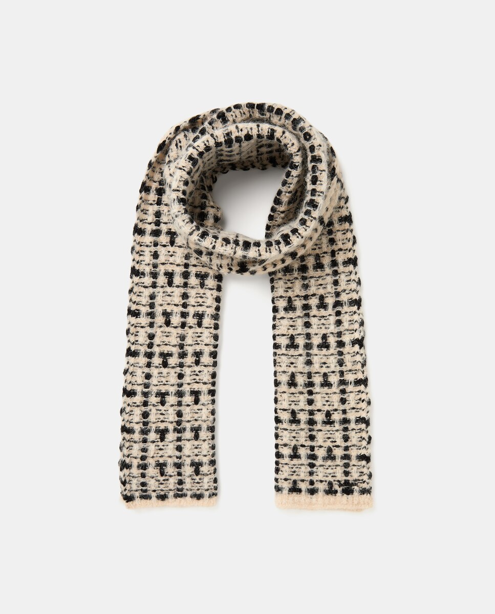 Cachecol de Malha com Detalhe às Riscas 120 Cru-2