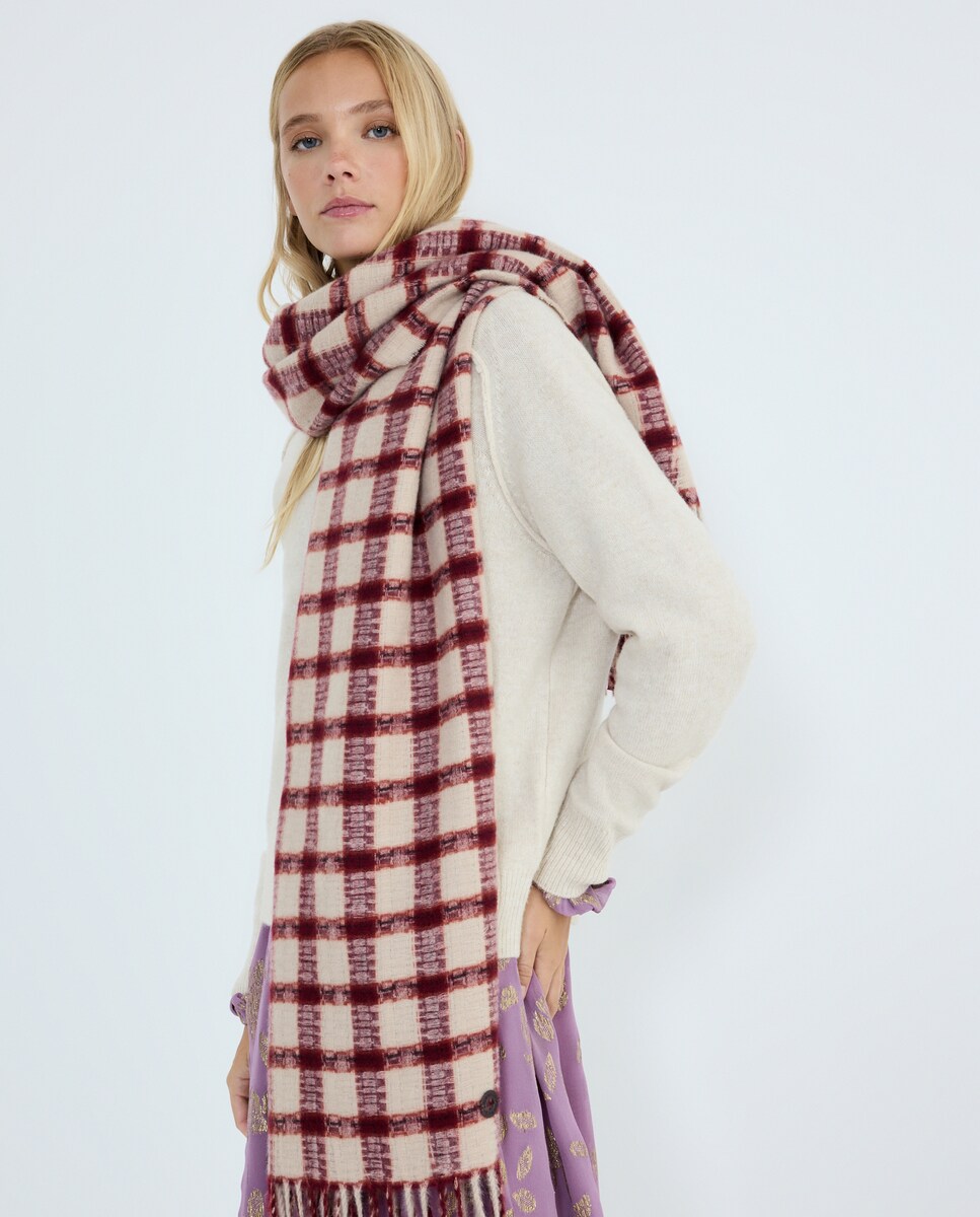 Cachecol aos Quadrados - Multicolor Bordeaux-4