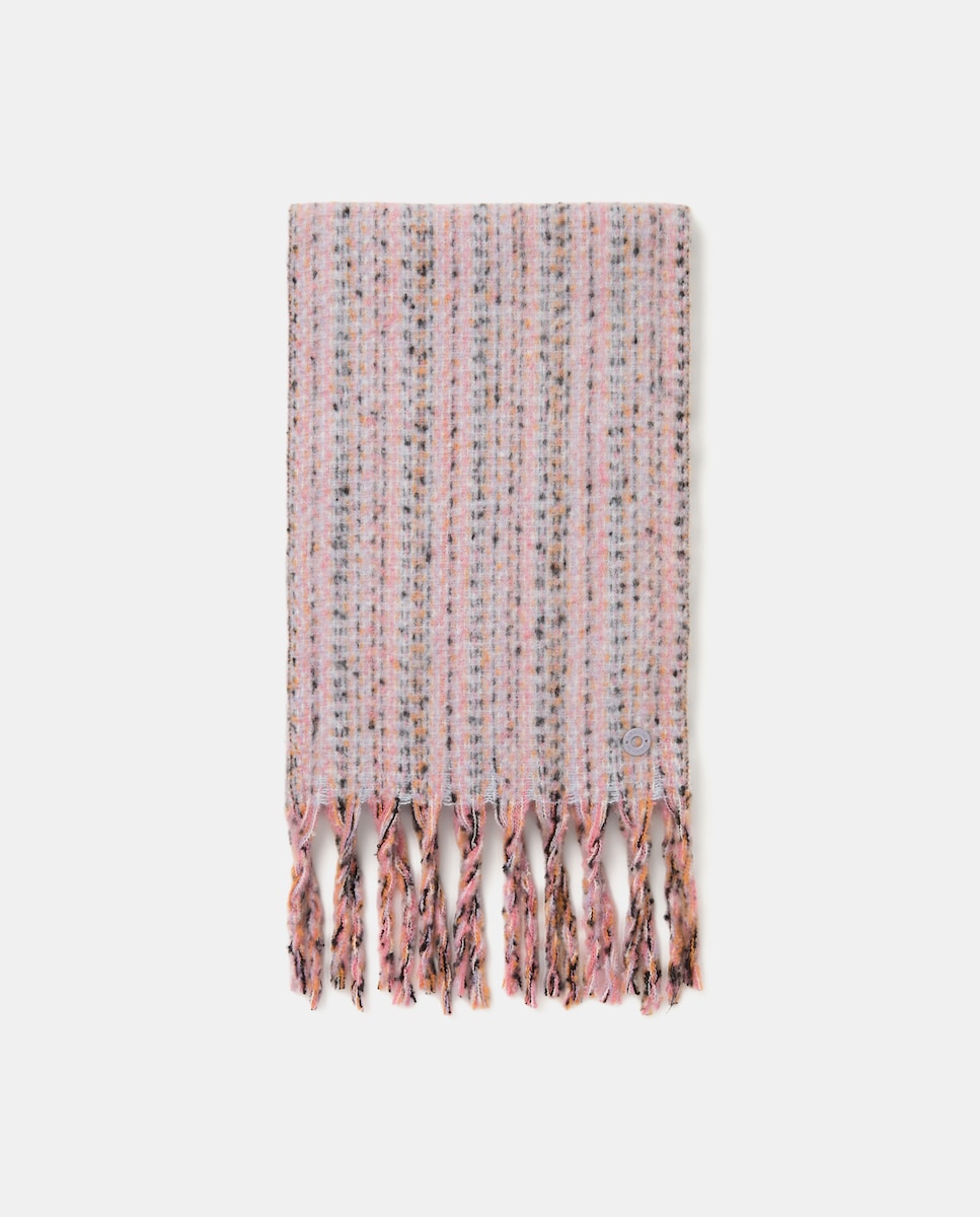 Cachecol com Pintas às Cores e com Franjas 200 Rosa-1