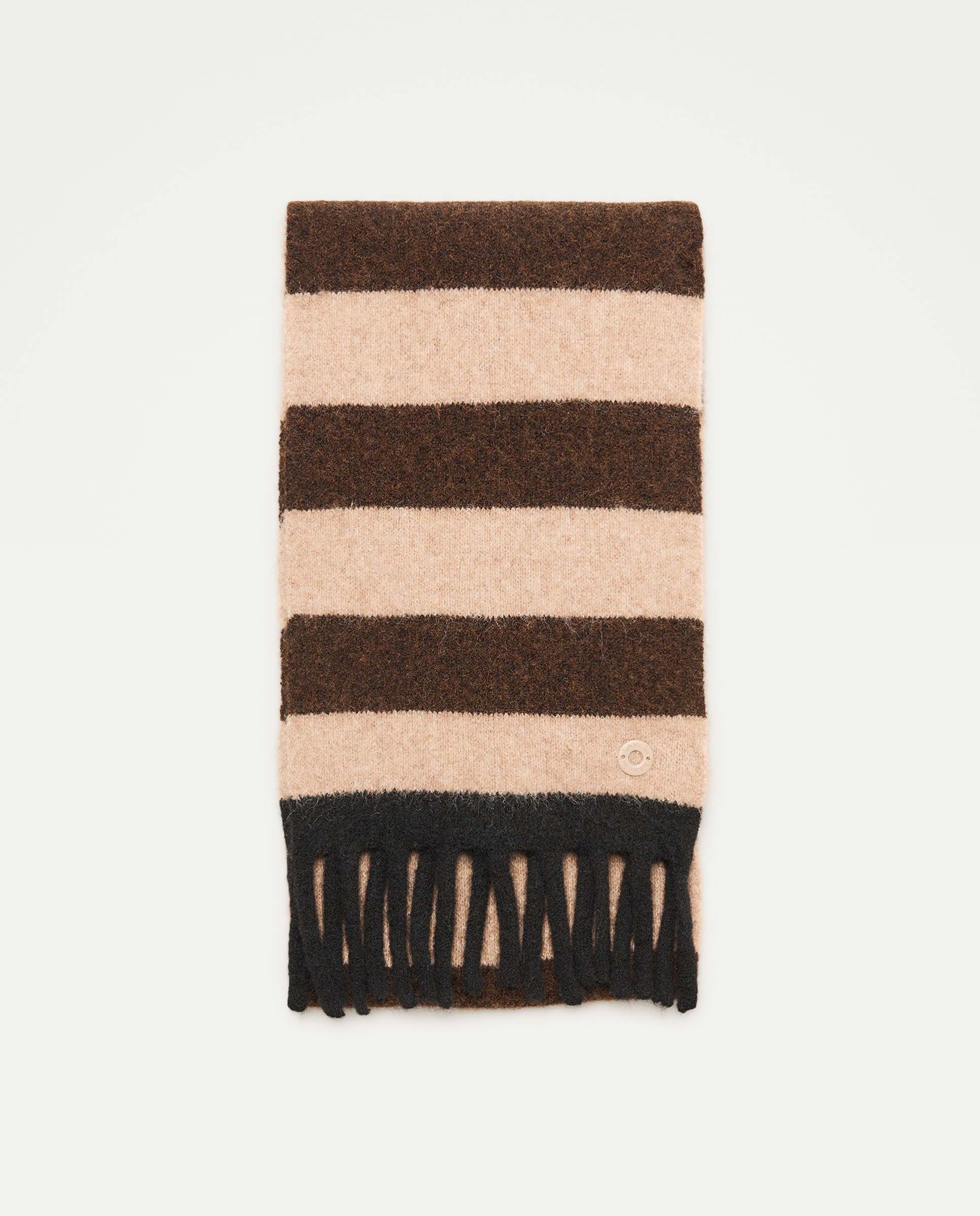 Bufanda de punto a rayas con flecos a contraste - Jo & Mr. Joe - Beige Beige-1