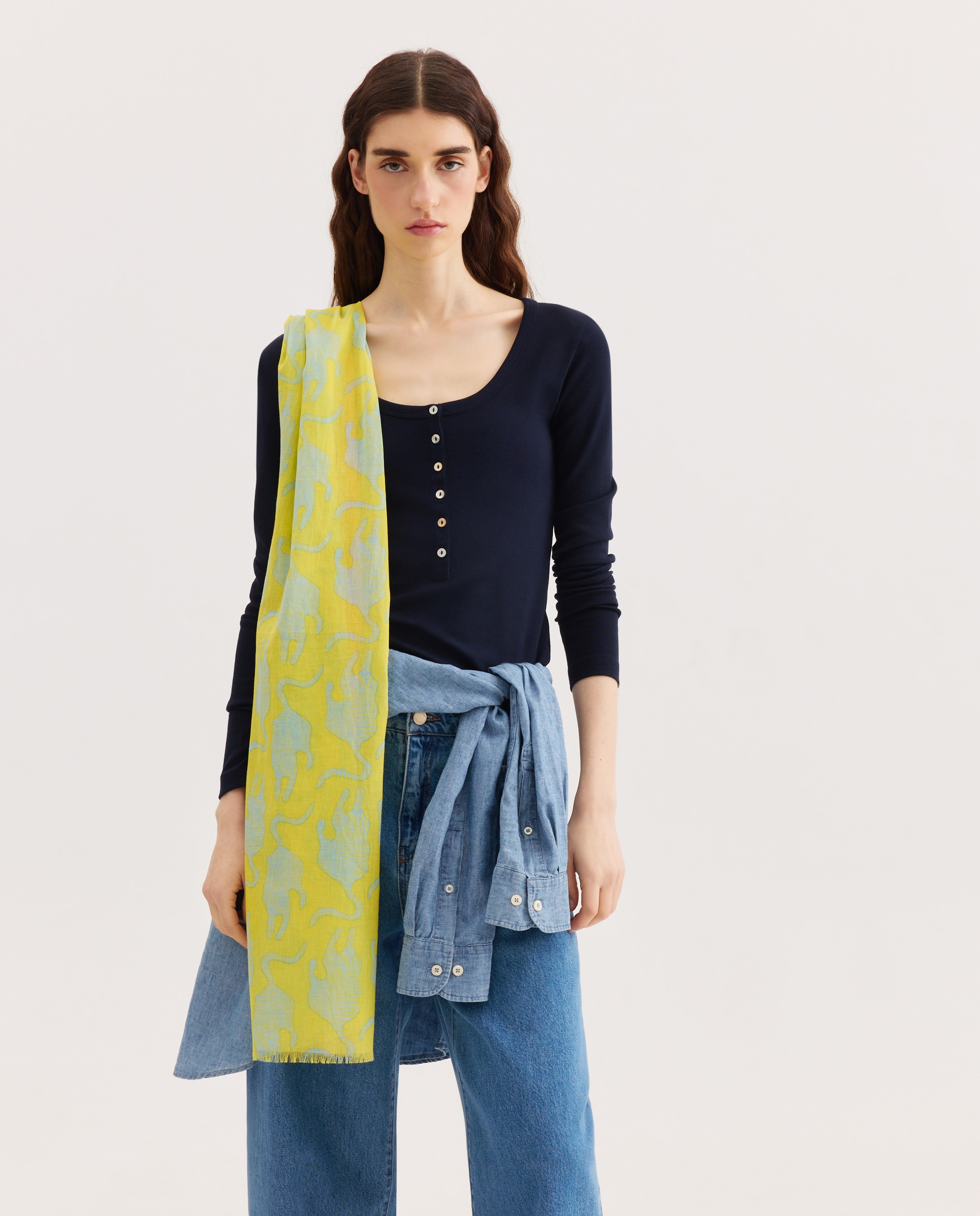 Lenço com Estampado de Macacos 586 Lima-5