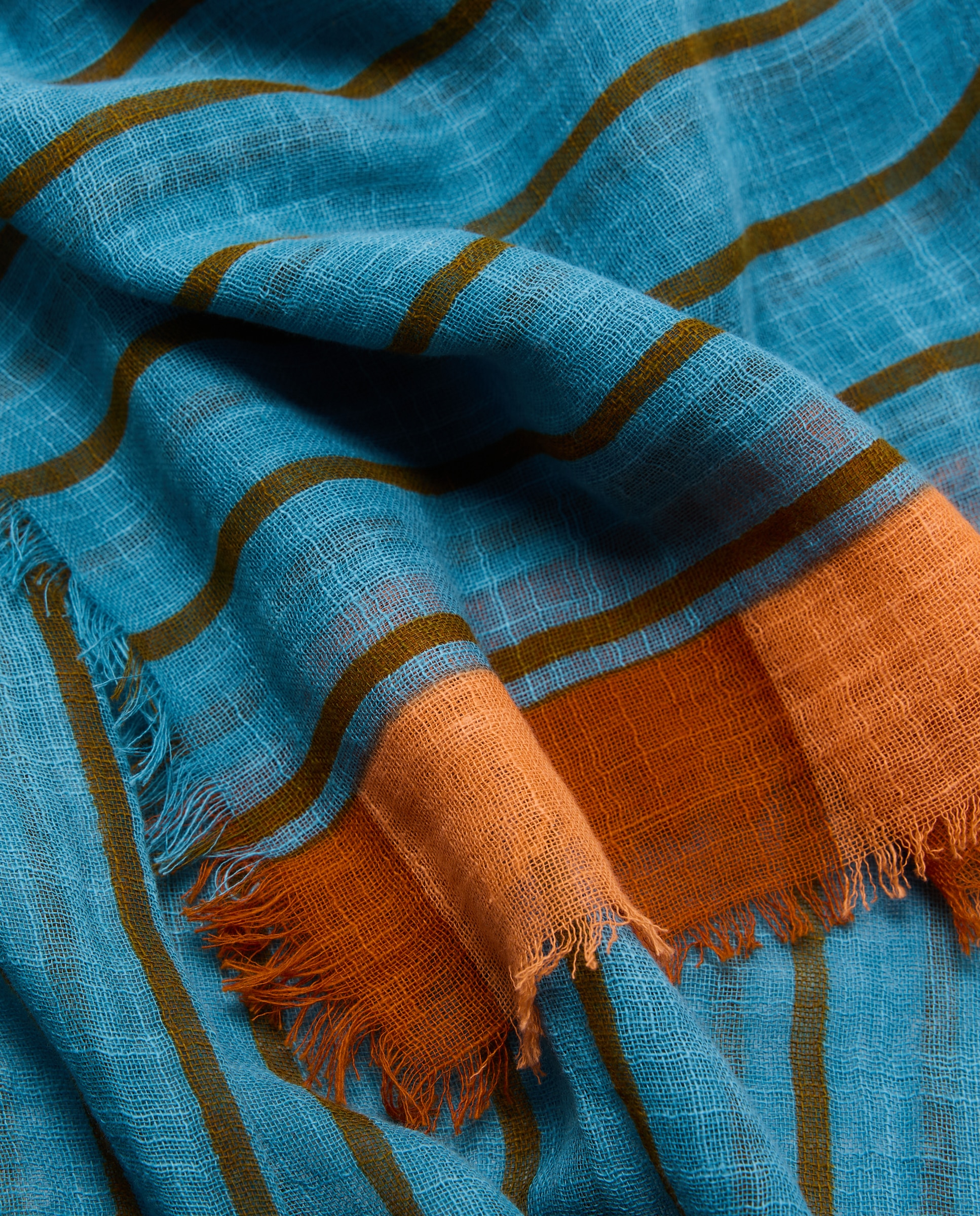 Lenço de Algodão com Estampado e Efeito de Textura 400 Azul-3
