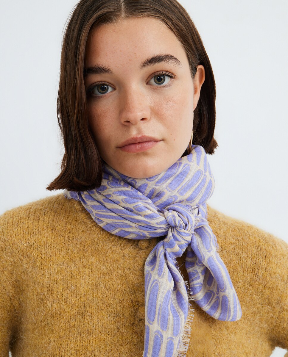 Lenço com Micro Estampado Colorido 284 Lilás-5