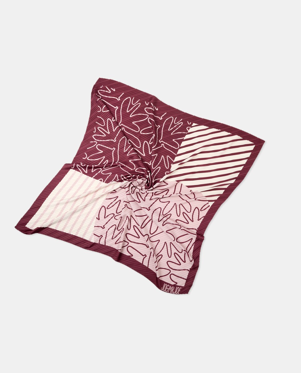 Lenço Plissado com Motivos Geométricos Bordeaux-1