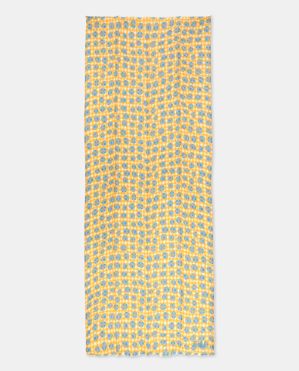 Lenço Estampado Plissado Mostarda-3