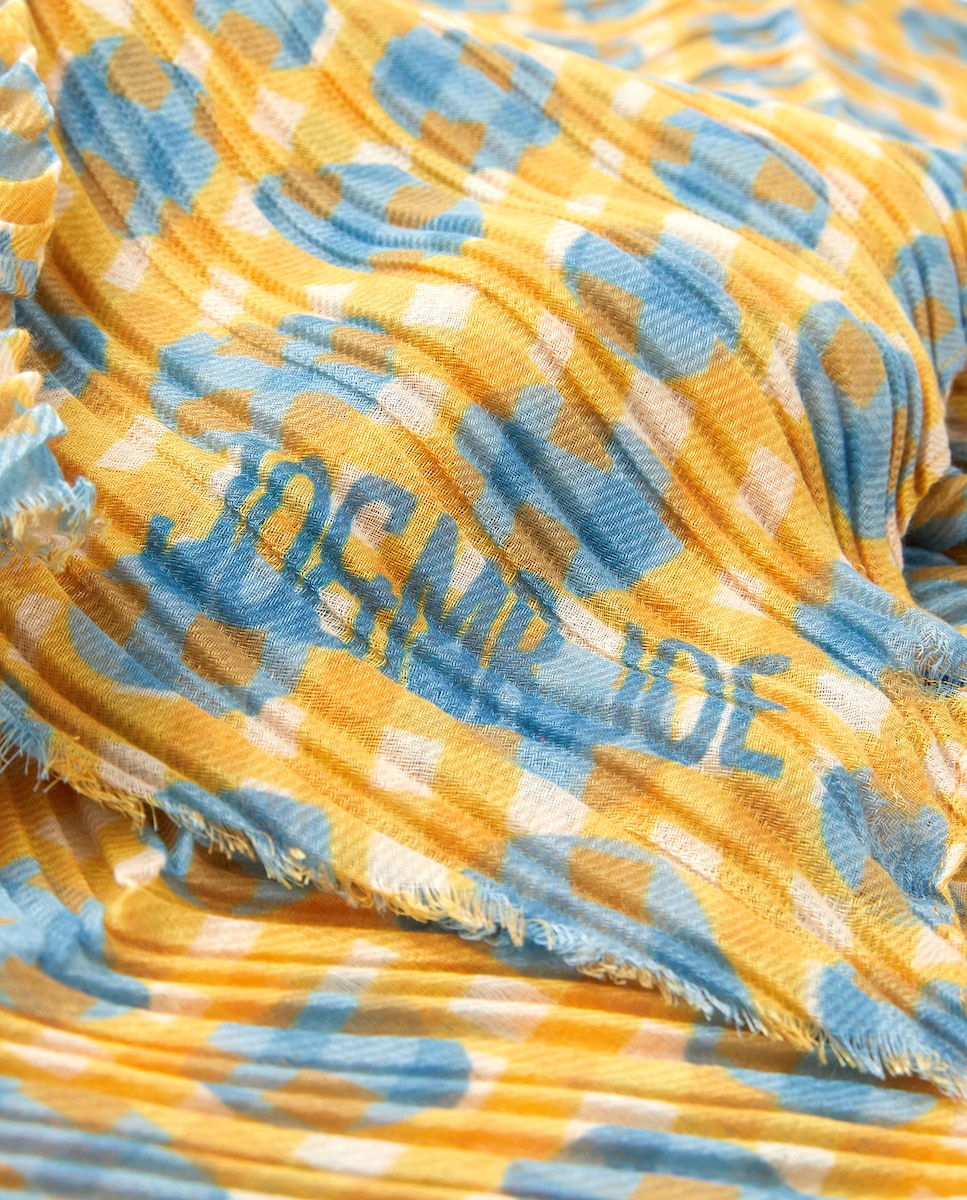 Lenço Estampado Plissado Mostarda-4