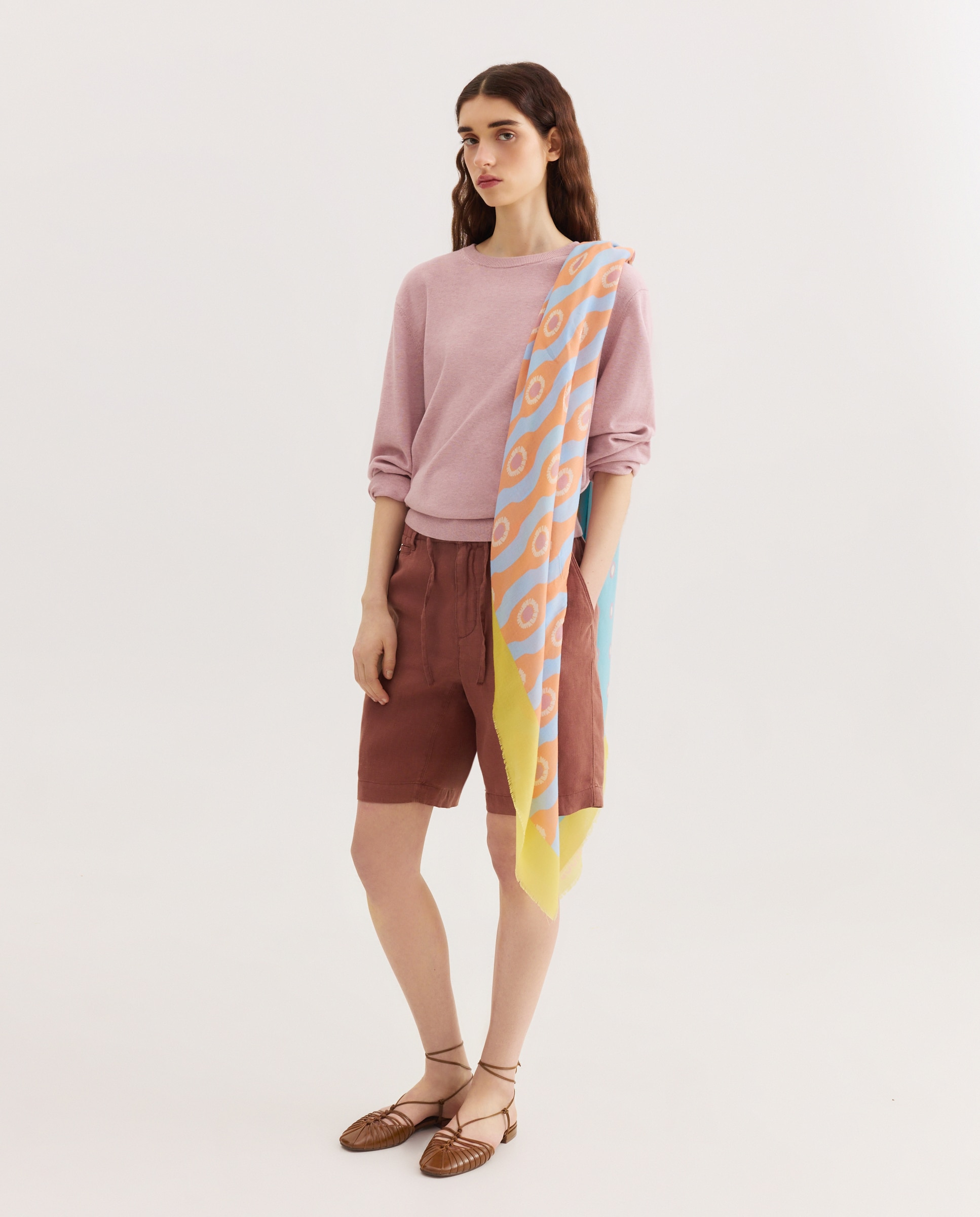 Lenço com Estampado Duplo 582 Verde Água-5