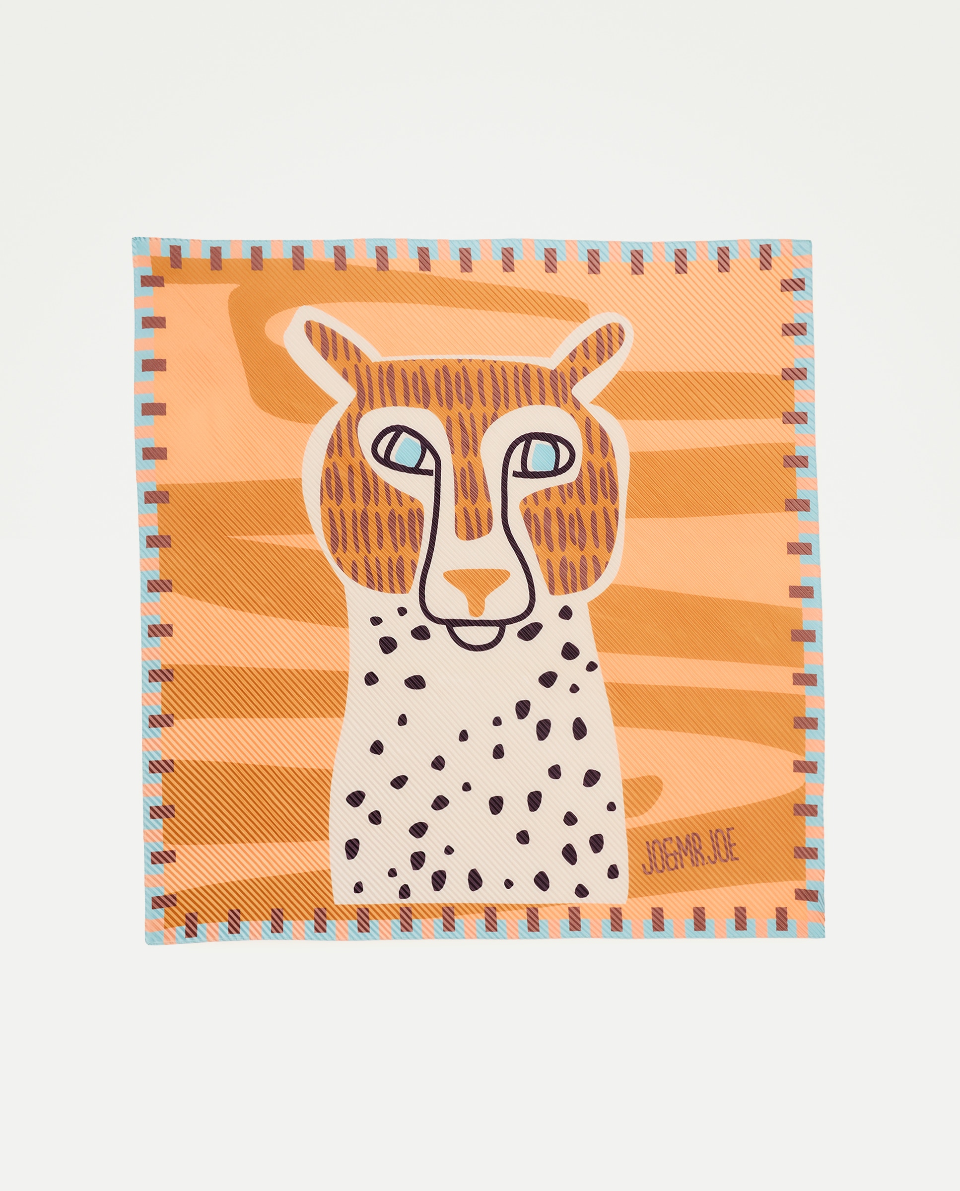 Lenço Plissado com Animal Print de Leopardo 660 Laranja-2