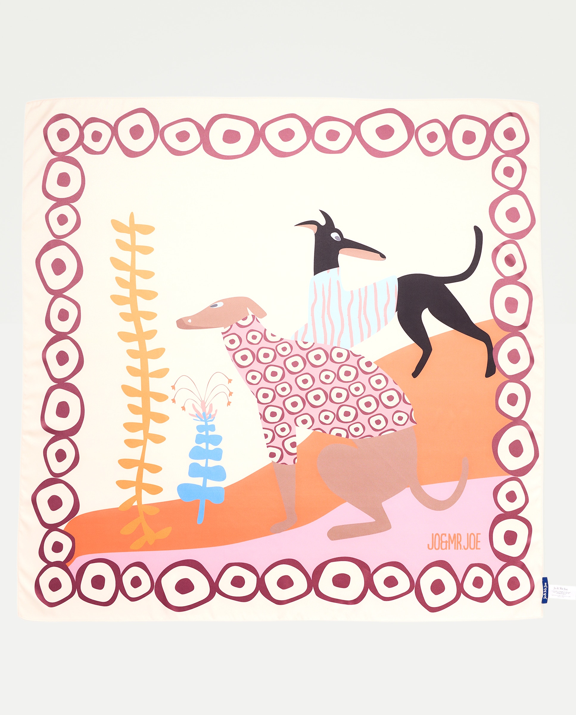 Lenço Plissado com Estampado de Galgos 120 Cru-2