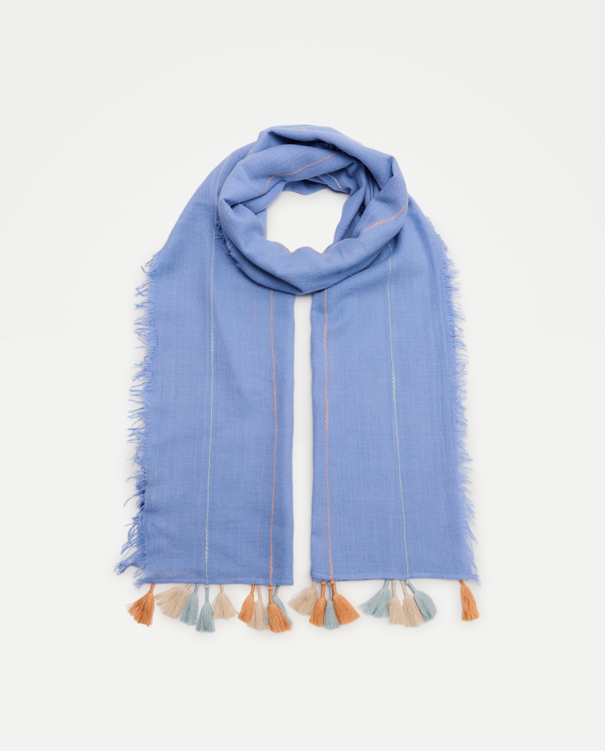 Imagem 0 de Lenço Retangular com Risca às Cores e Franjas