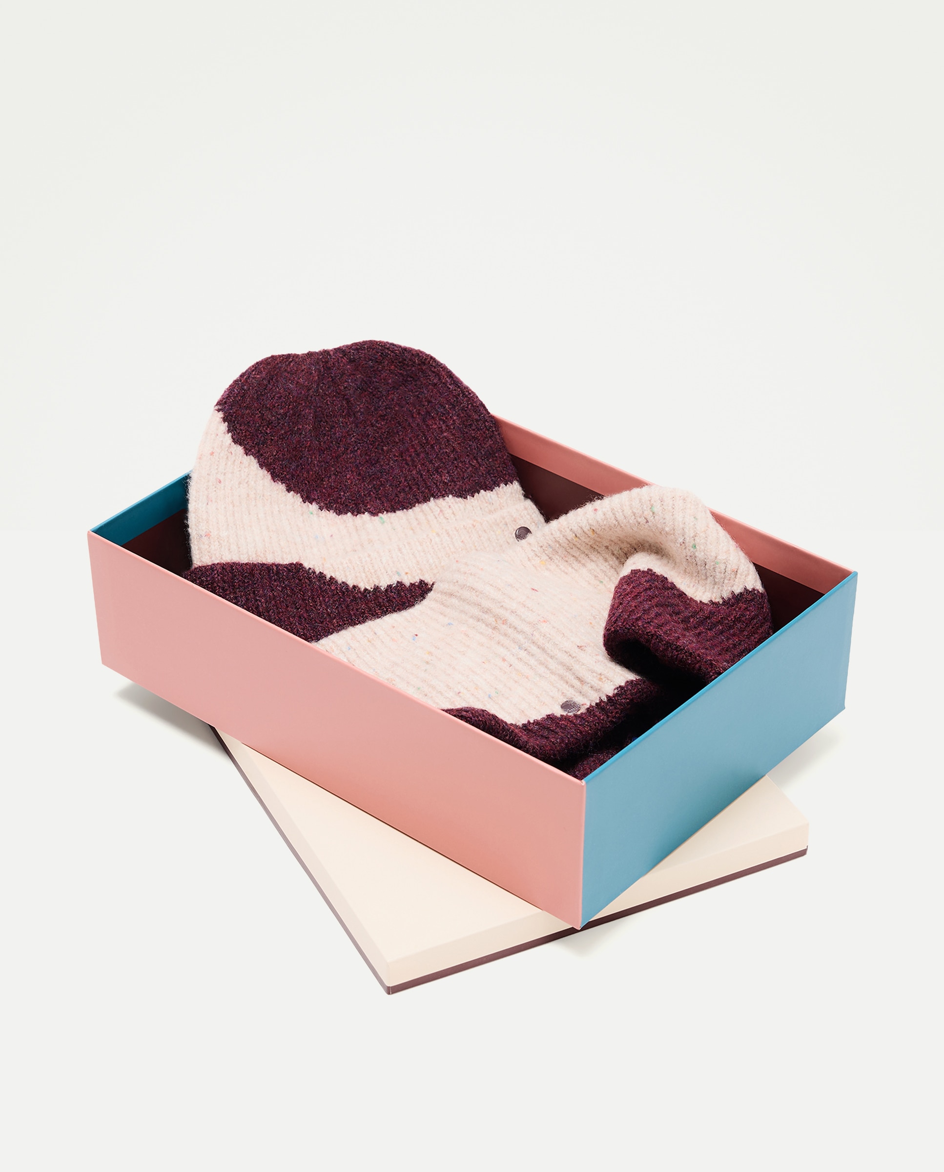 Conjunto de Gorro e Gola Bicolor Bordeaux-4