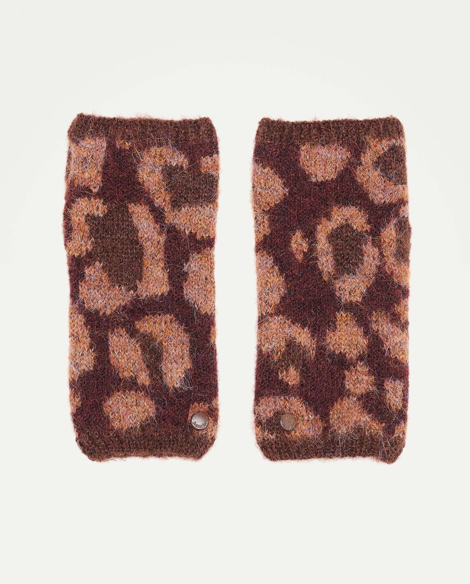 Conjunto de Gorro, Xaile e Luvas com Estampado de Manchas Bordeaux-4