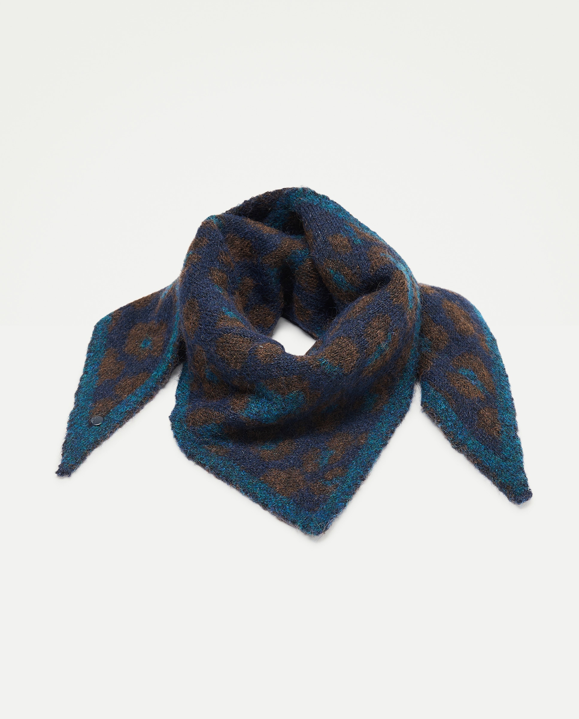 Conjunto de Gorro, Xaile e Luvas com Estampado de Manchas 400 Azul-3
