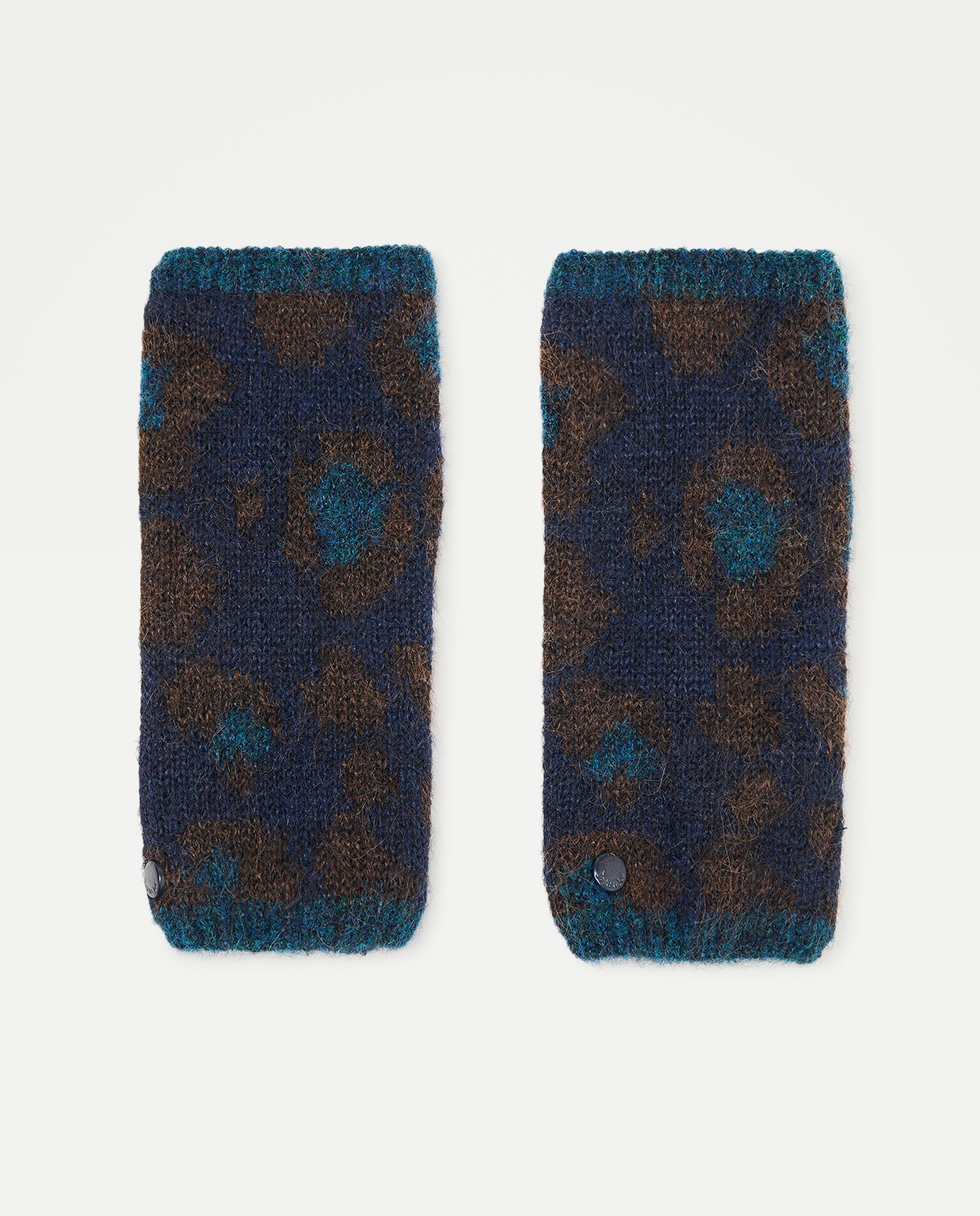 Conjunto de Gorro, Xaile e Luvas com Estampado de Manchas 400 Azul-4