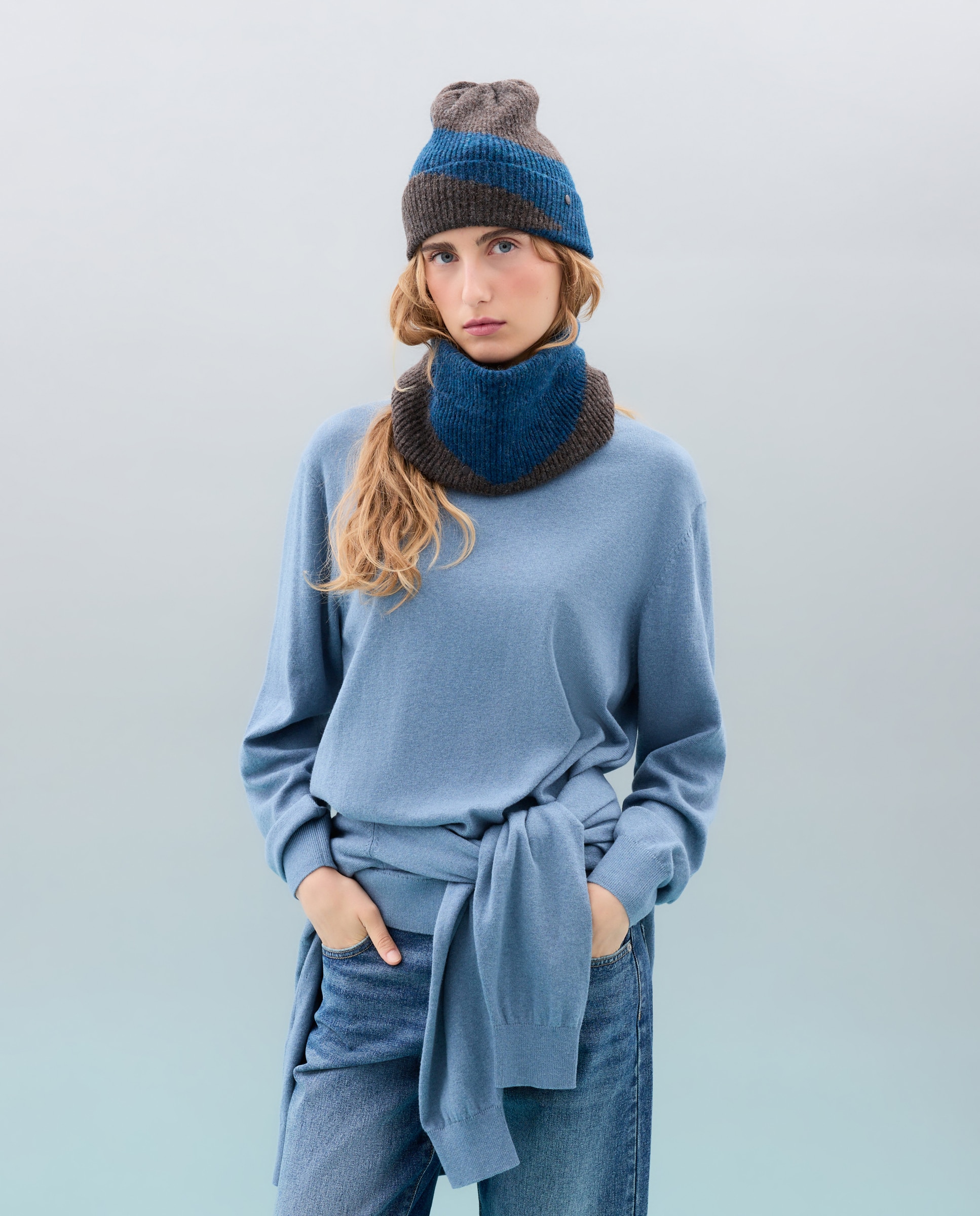 Set gorro mas cuello bicolor - Jo & Mr. Joe - 400 Azul 400 Azul-5
