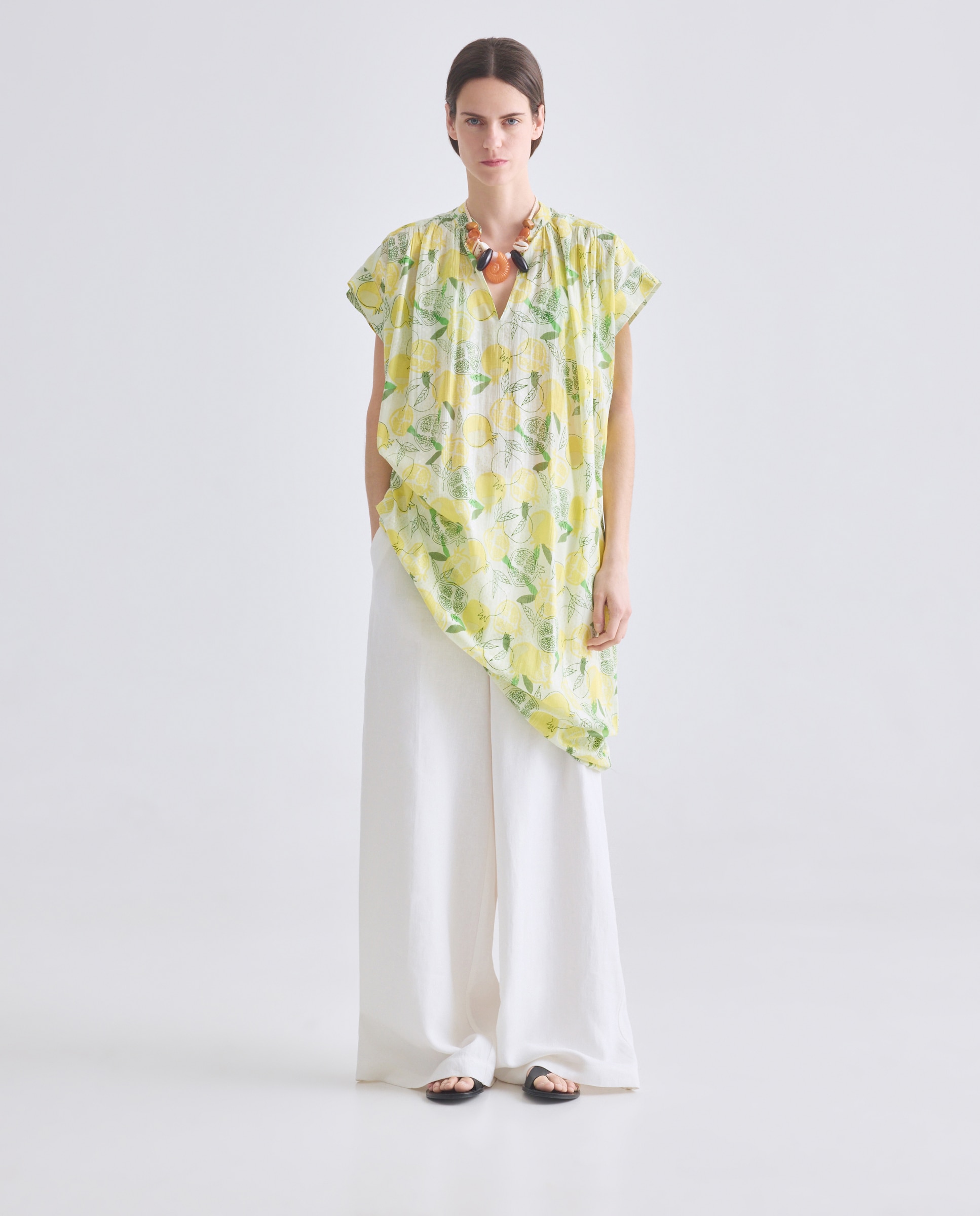 Kaftan de Praia de Estilo CAmiseiro 586 Lima-4
