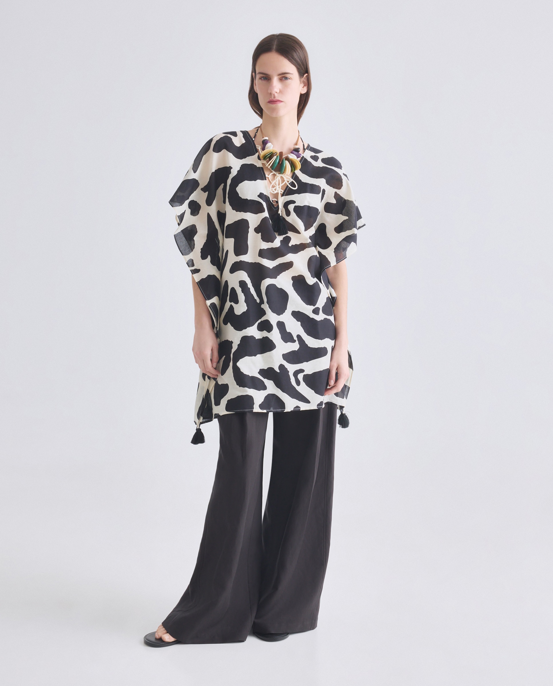 Kaftan de Praia com Estampado de Manchas 120 Cru-4