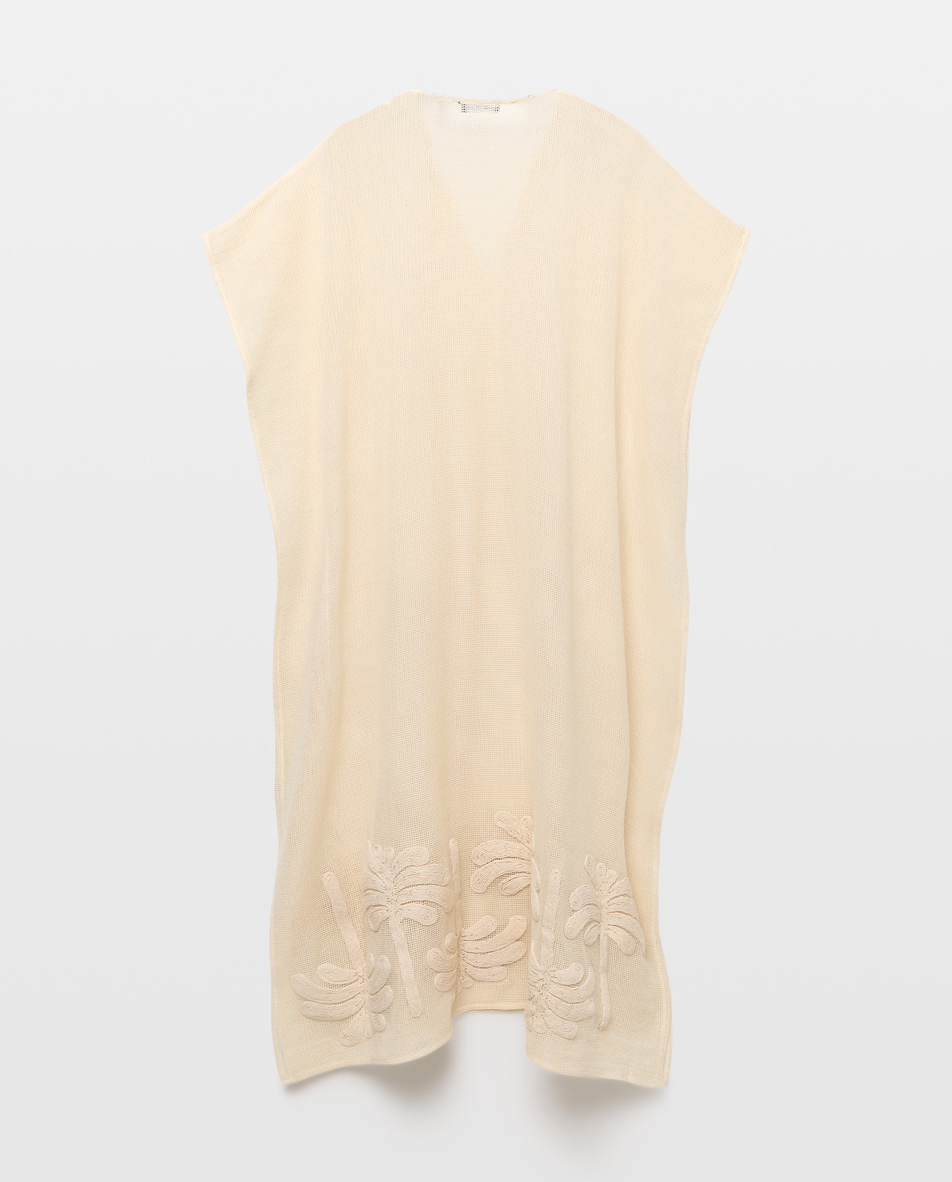 Kaftan Rendilhado com Bordado de Palmeira 120 Cru-2