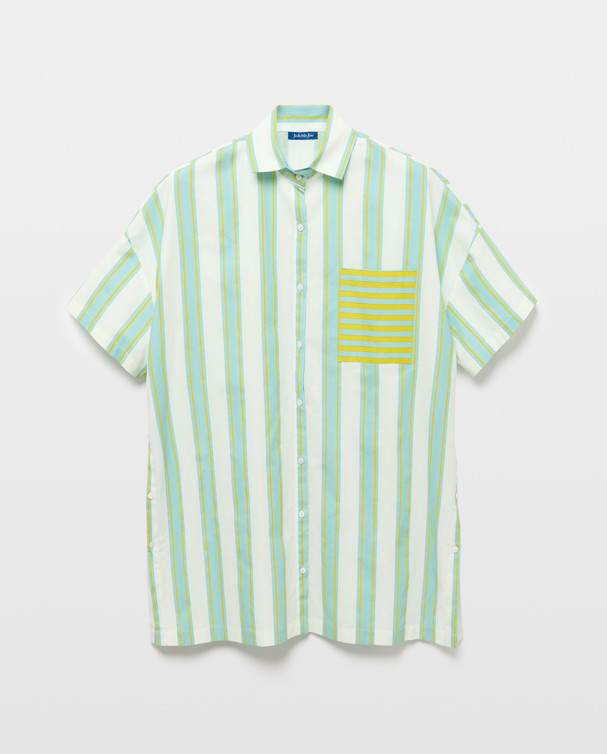 Imagem 0 de Kaftan às Riscas com Estampado e Bolso em Contraste