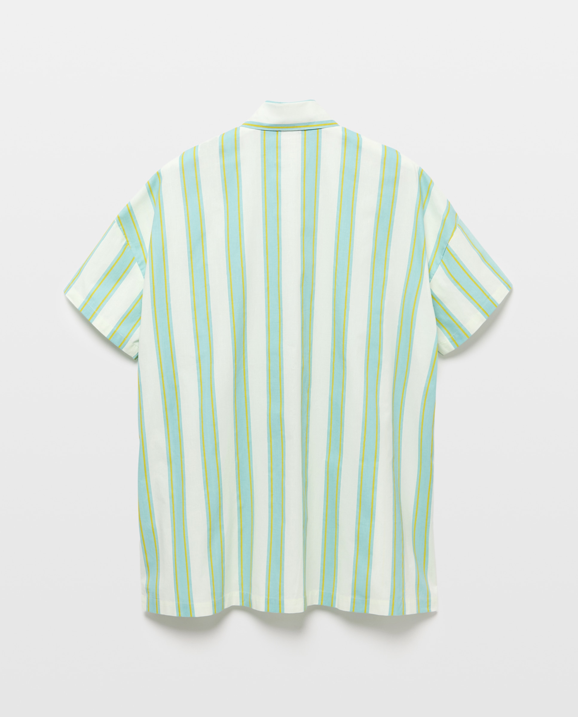 Kaftan às Riscas com Estampado e Bolso em Contraste 582 Verde Água-2
