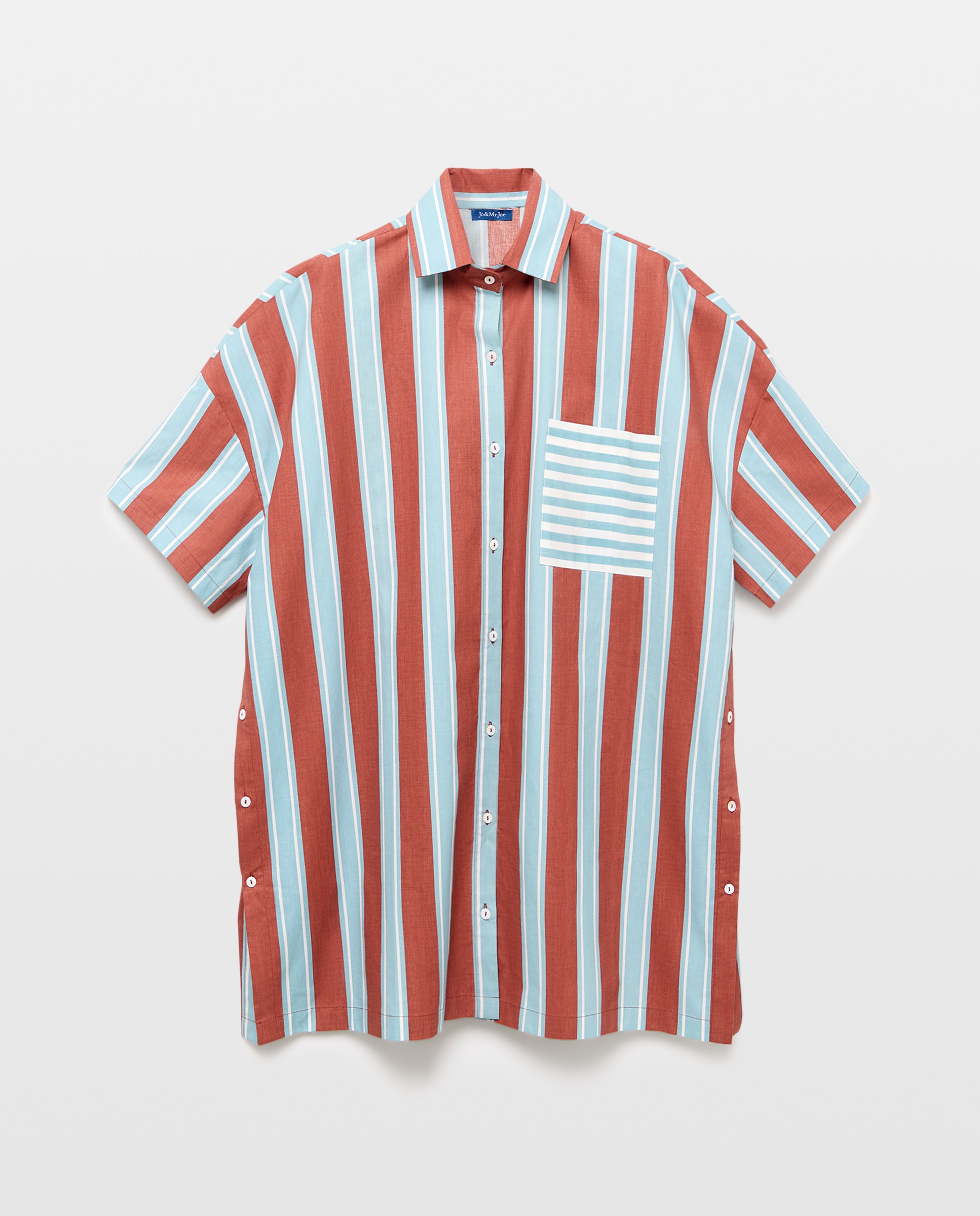 Imagem 0 de Kaftan às Riscas com Estampado e Bolso em Contraste
