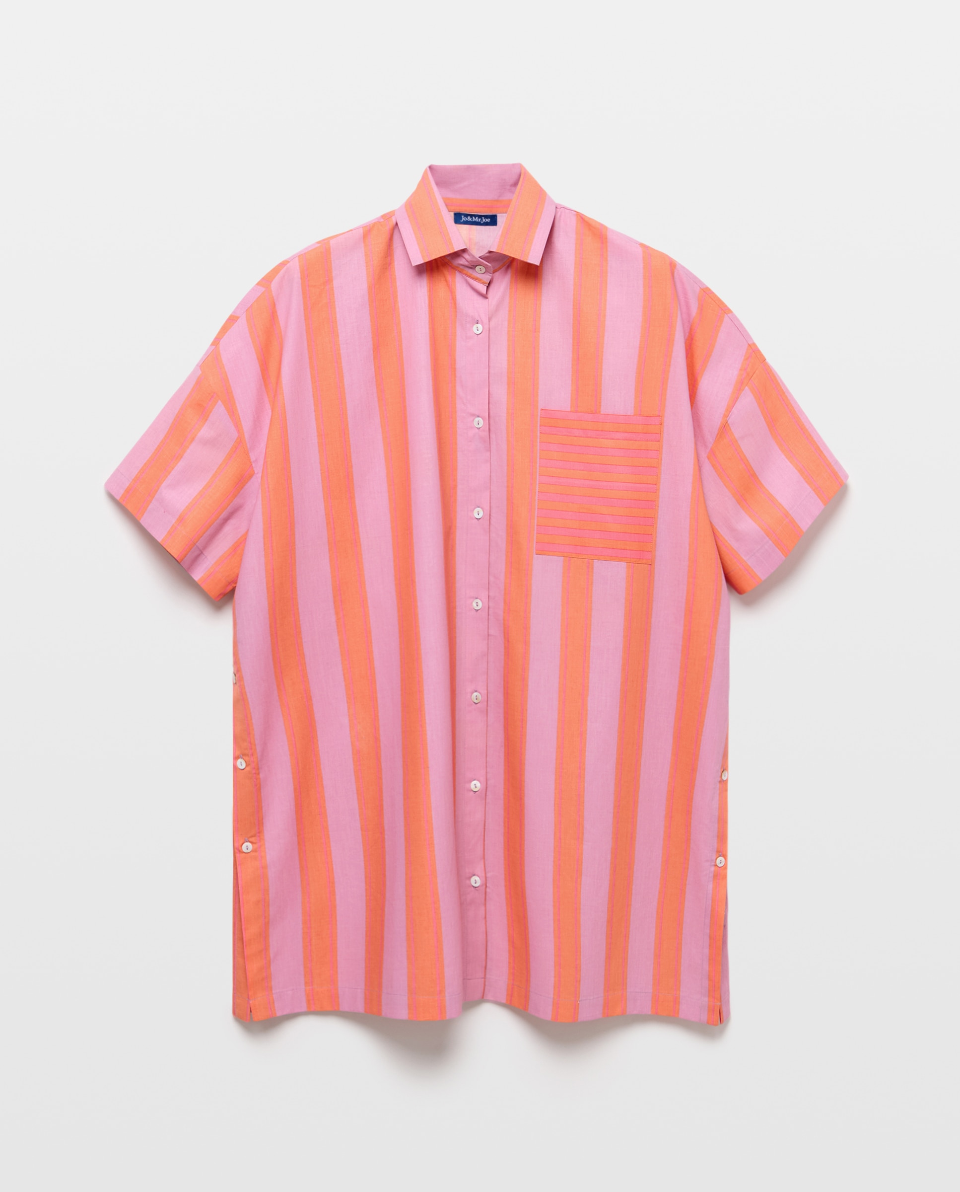 Imagem 0 de Kaftan às Riscas com Estampado e Bolso em Contraste